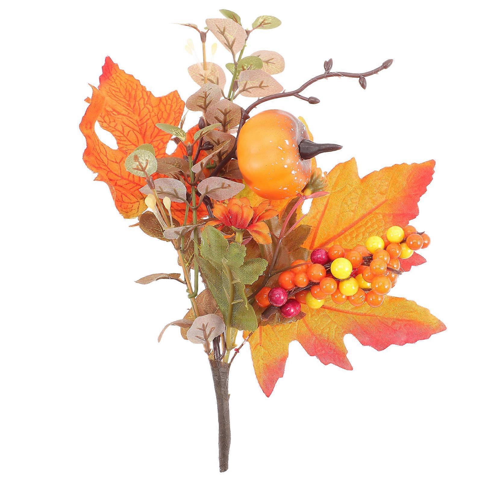Artificial Maple Leaves Branch Thanksgiving Decor Fall Foliage Berry Branch for Holiday Home Decoration