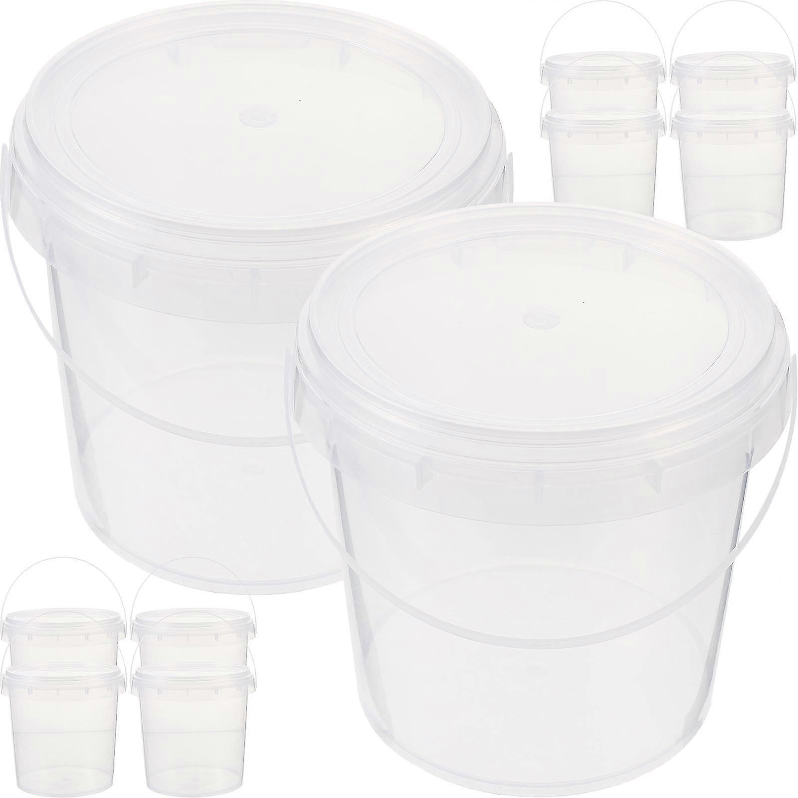 10Pcs Ice Cream Packaging Bucket With Lid And Handle For Family And Party Use Transparent Color Keeping Function