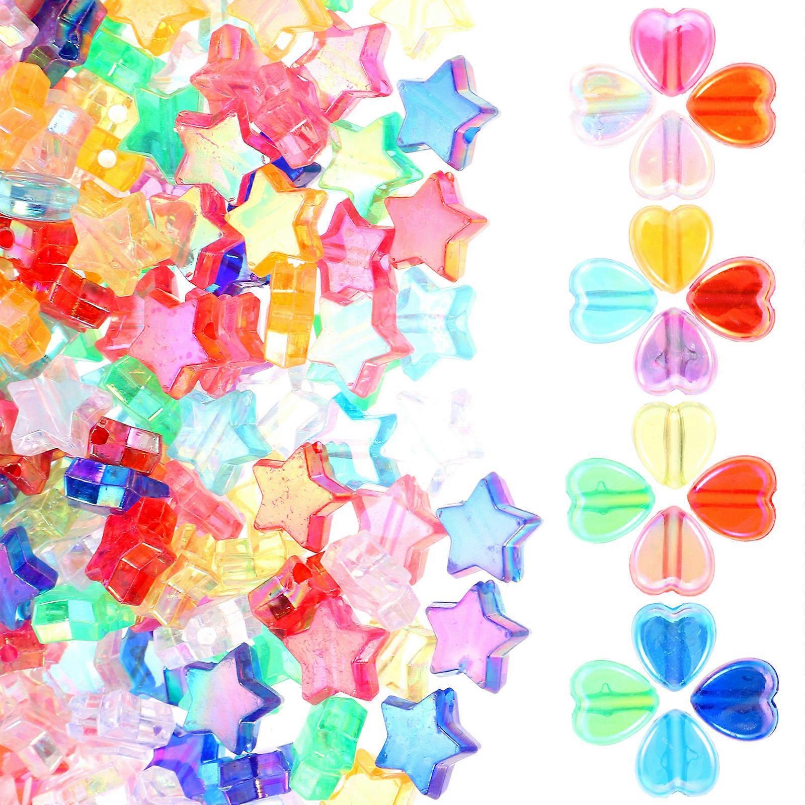 500Pcs Acrylic Beads Jewelry Making Star Heart Craft Accessories DIY Projects Multi Color Beads