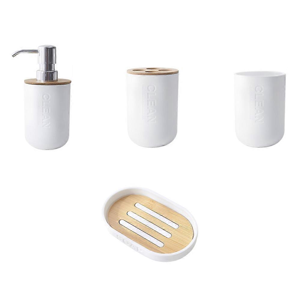 1 Set of Soap Plates Bottles Toothbrush Cups for Bathroom Supplies White