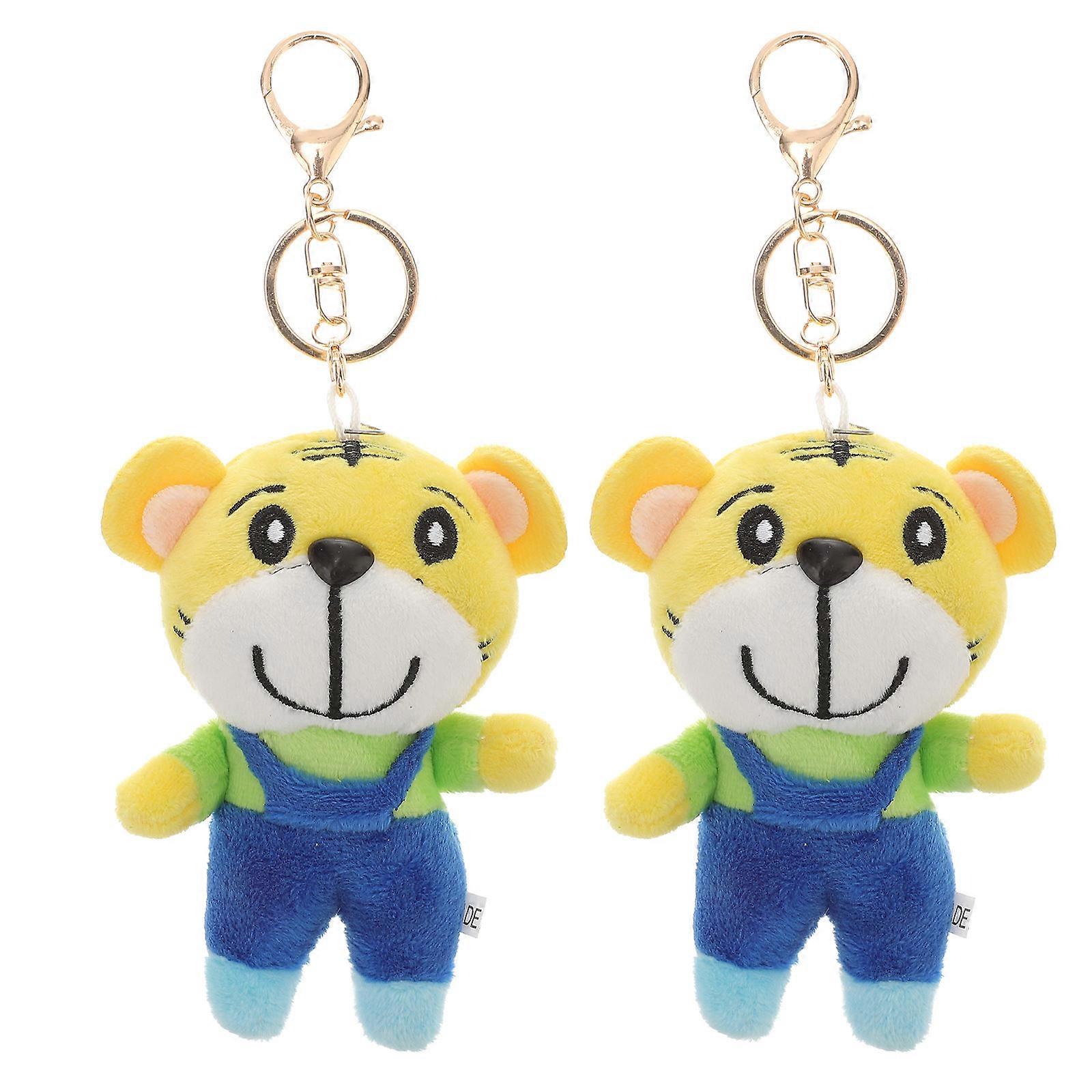 Tiger Stuffed Doll 2Pcs Adorable Design Children Gift Compact Size Yellow Hanging Decoration