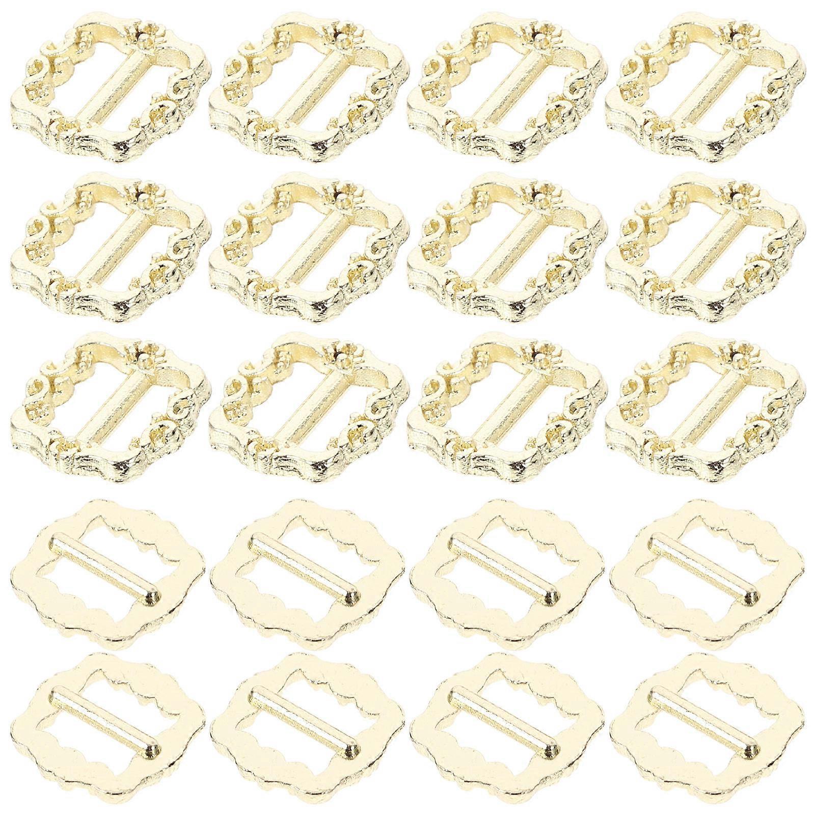 100pcs Mini Metal Buckle Fasteners for Doll Clothes, Shoes & Backpack DIY Craft Accessories – Gold Glide Button Buckle for Repair & Handmade Creative
