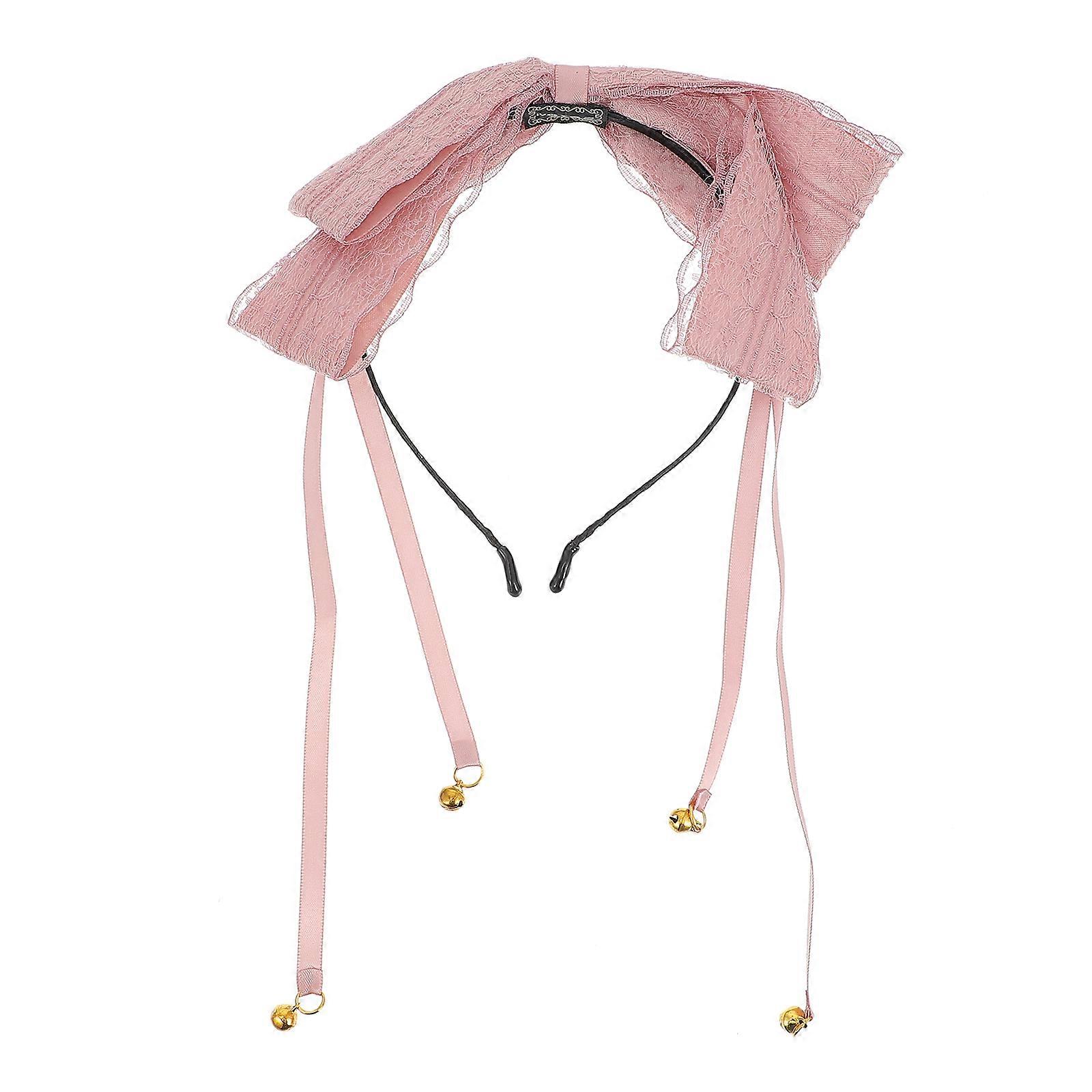 Tiara de renda com laço e borla para mulheres e meninas.