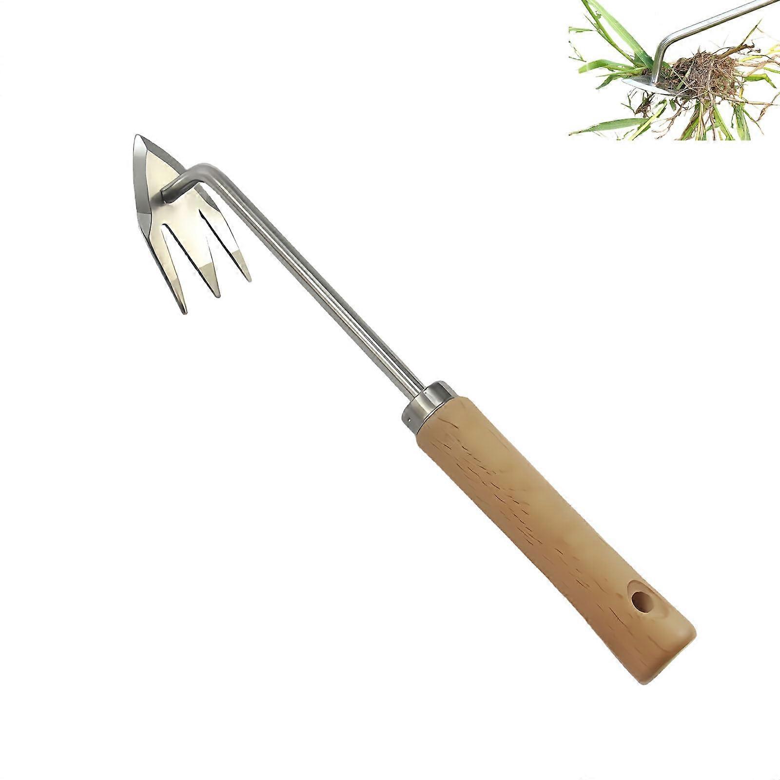 Upgraded Manual Weed Puller Tool, 3Tooth Stainless Steel with Ergonomic Handle (1 Piece)