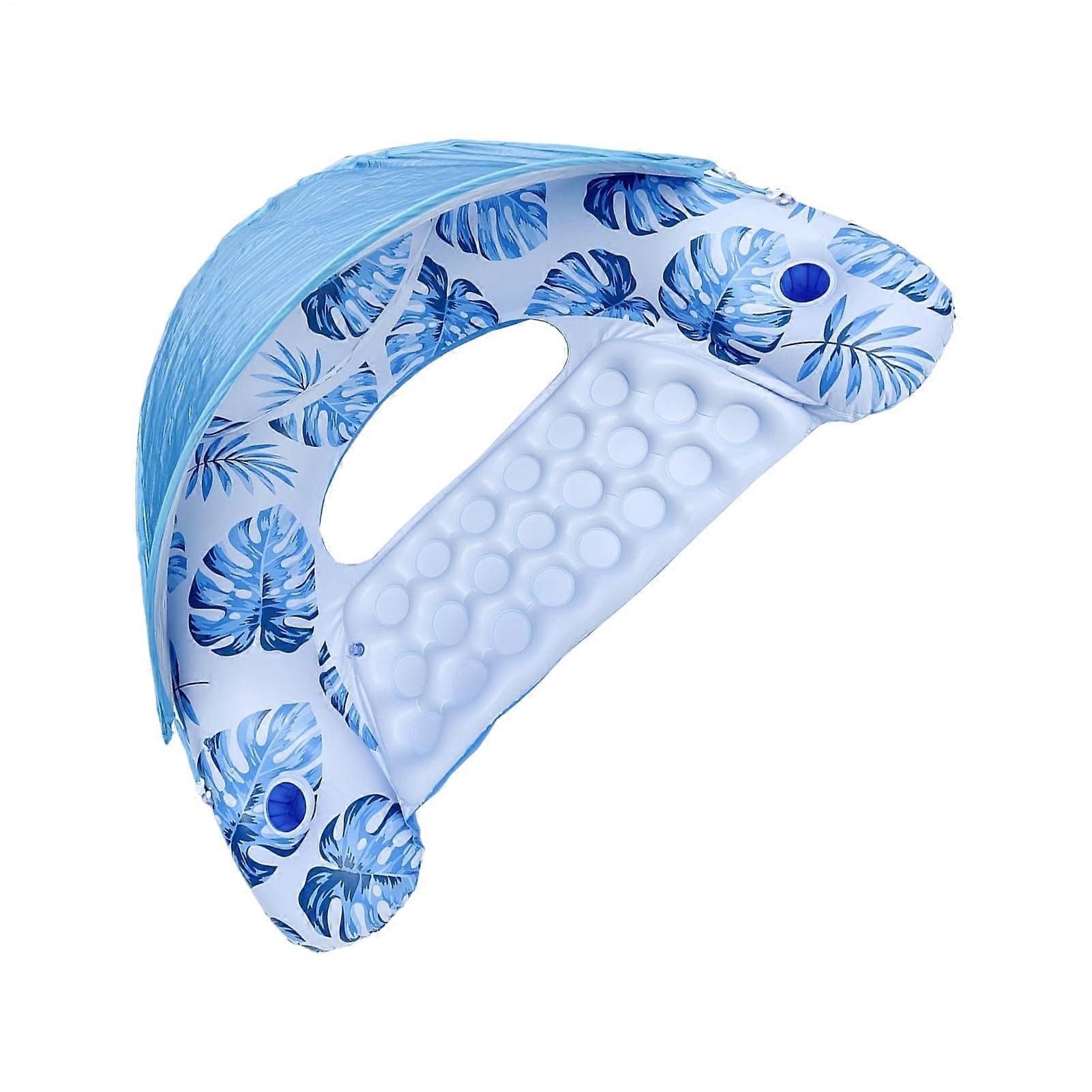 Water Float for Adults - Inflatable Hammock Air Mattress with Drink Holder, Blue Pool Float for Summer Swimming Fun