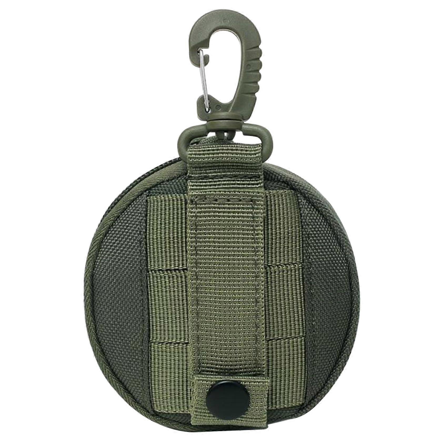 Belt Bag with Clip Nylon Key Bag Portable Outdoor Mini Purse Zipper Round Coin Bag for Men and Women Green