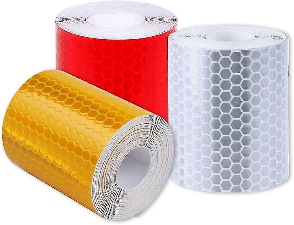 Reflective Tape 3PCS Reflective Tape Reflector Adhesive Tape Safety Warning Night Visibility with Honeycomb Arrow 5cm x 3m