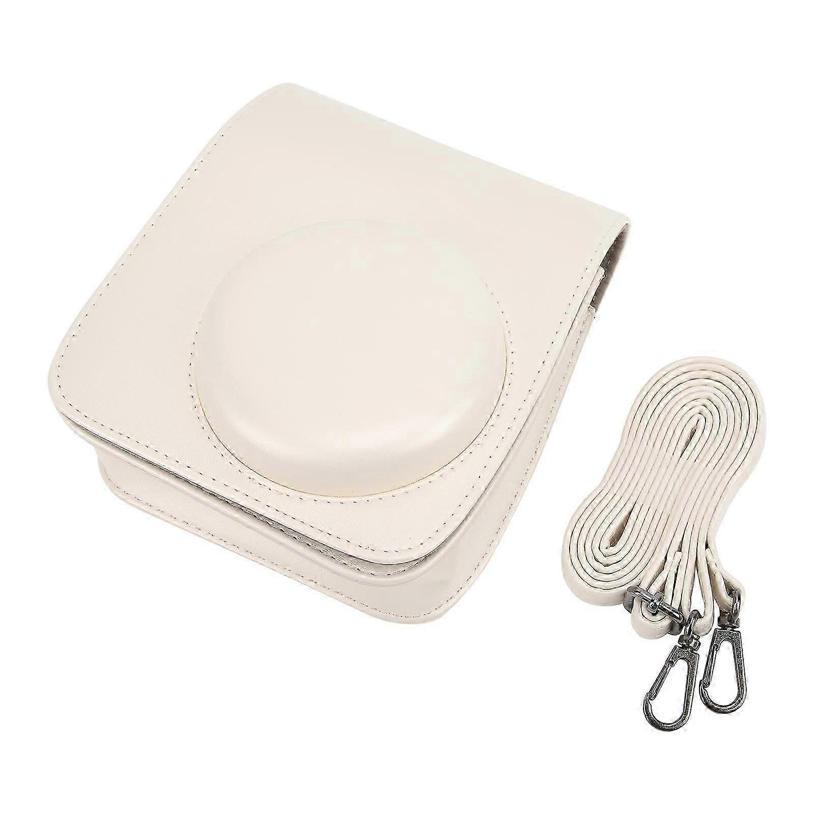 PU Leather Case Bag with Adjustable Shoulder Strap for Instax Mini 11/9/8 Protection White