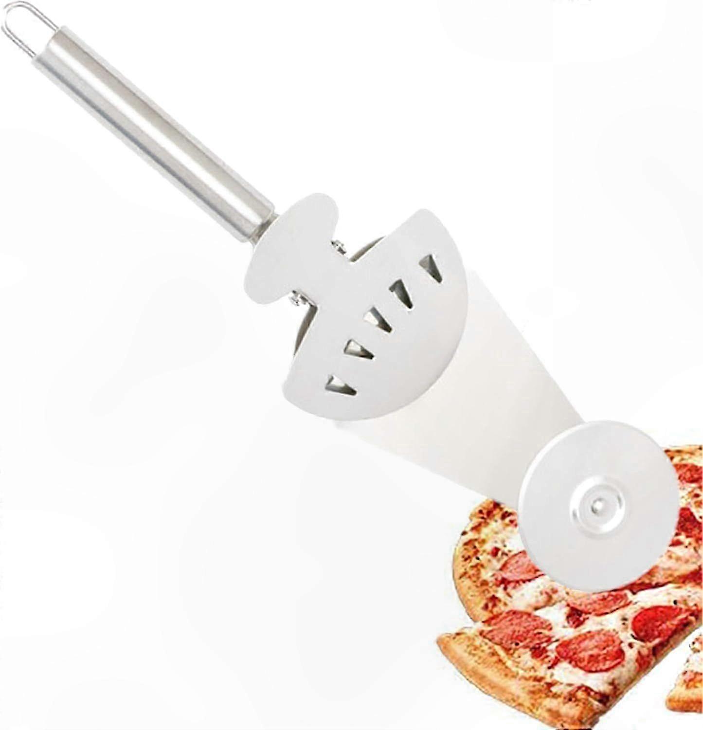 3-in-1 Multi-Function Pizza Cutter Roller with Fixed Clip for Baking and Parties Stainless Steel Craftsmanship Creative Kitchen Tool