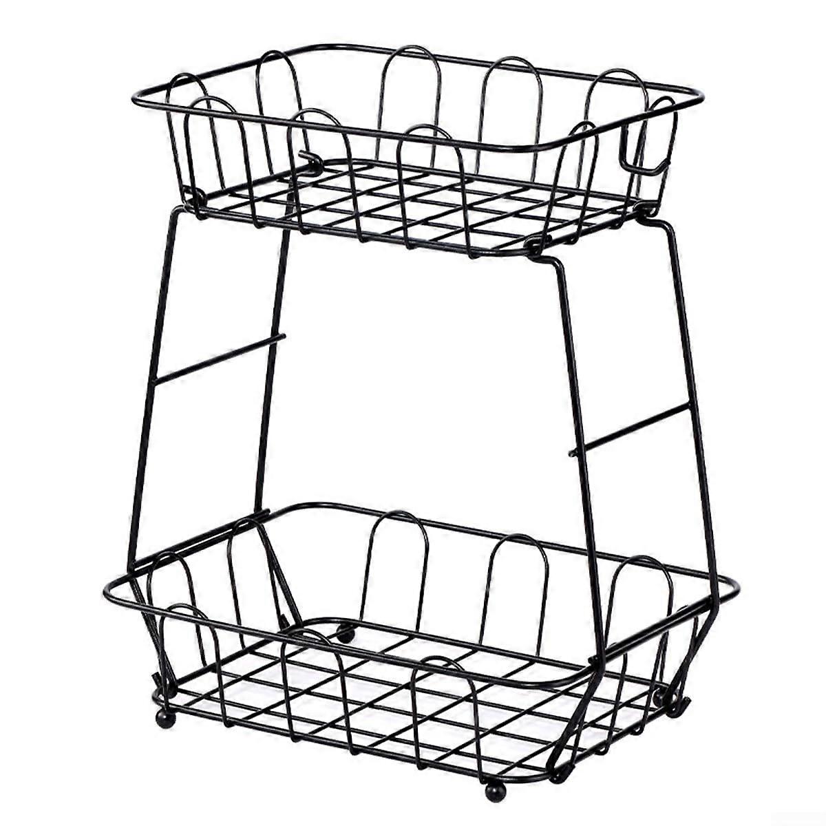 Kitchen Countertop Two-Tier Metal Fruit Basket And Vegetable Organizer For Efficient Storage