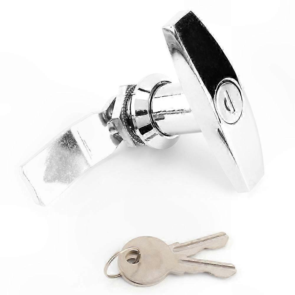 Silver T-Handle Lock for Tool Box, Garage Door, Trailer, Caravan, Canopy - Rear Fixing with Keys