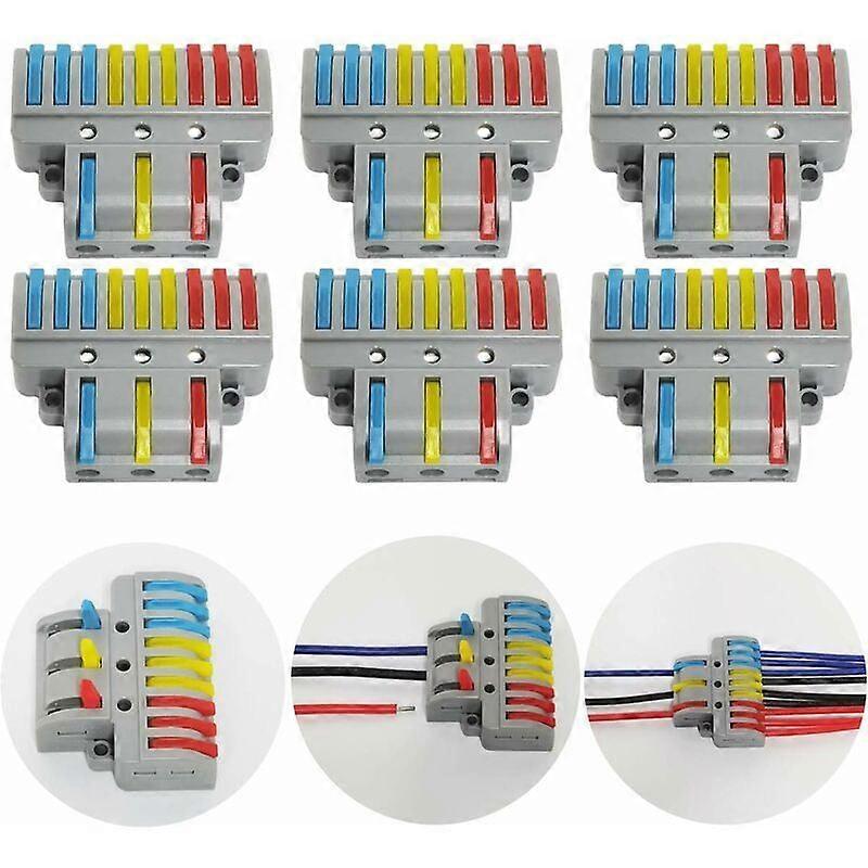 Connection Terminals, 6 Pcs Electrical Connector with Operating Lever, 3 in 9 out
