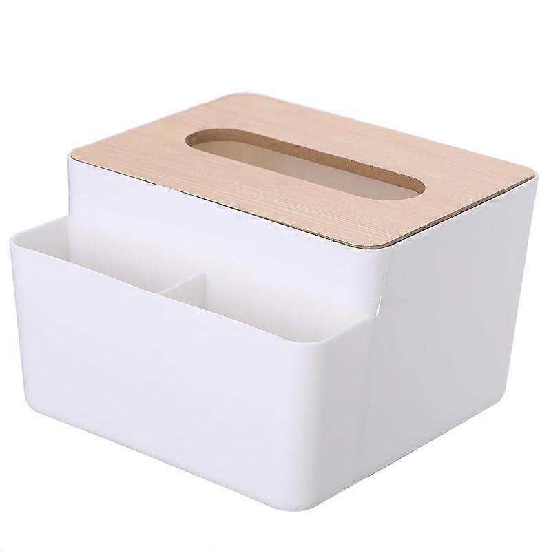 Multifunctional tissue box with bamboo organizer, perfect for office and home