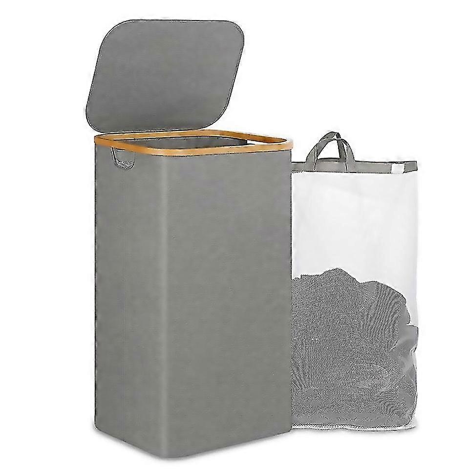 For laundry hamper with handle and lid basket organizer Grey