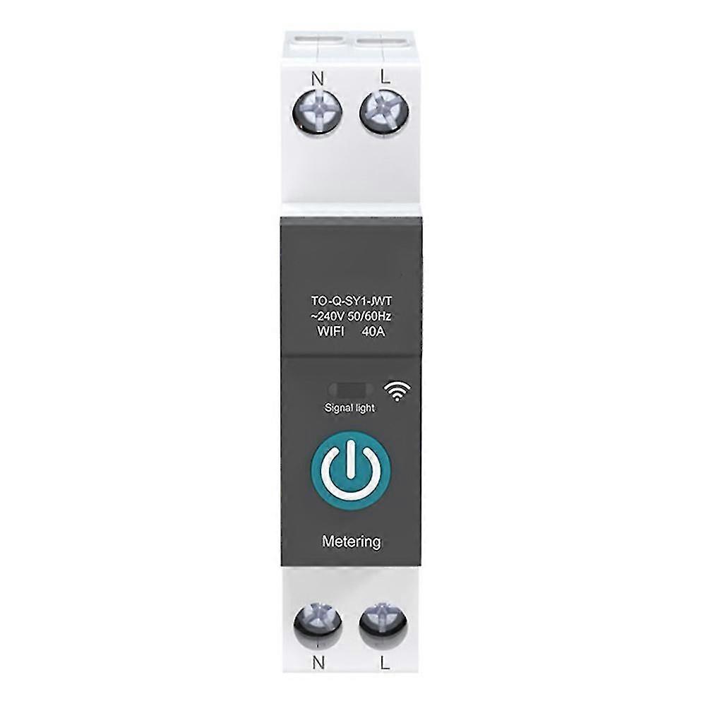 40A Tuya Single Phase Din Rail WIFI Smart Energy Meter Timer Consumption Monitor KWh Wattmeter,Blac