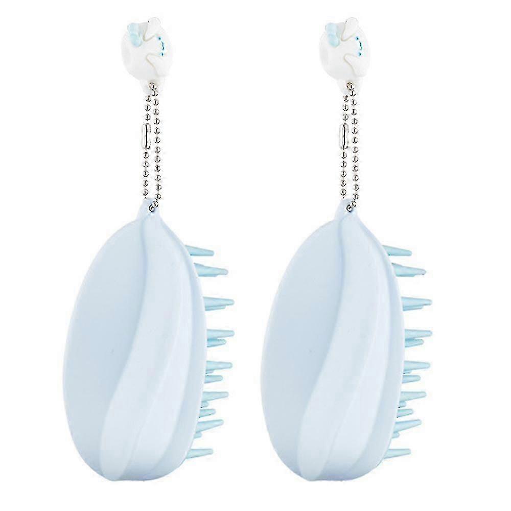 Scalp Massage Brushes - Set Of 2 Silicone Hair Brushes For Dry And Wet Dual-use Cleaning,blue