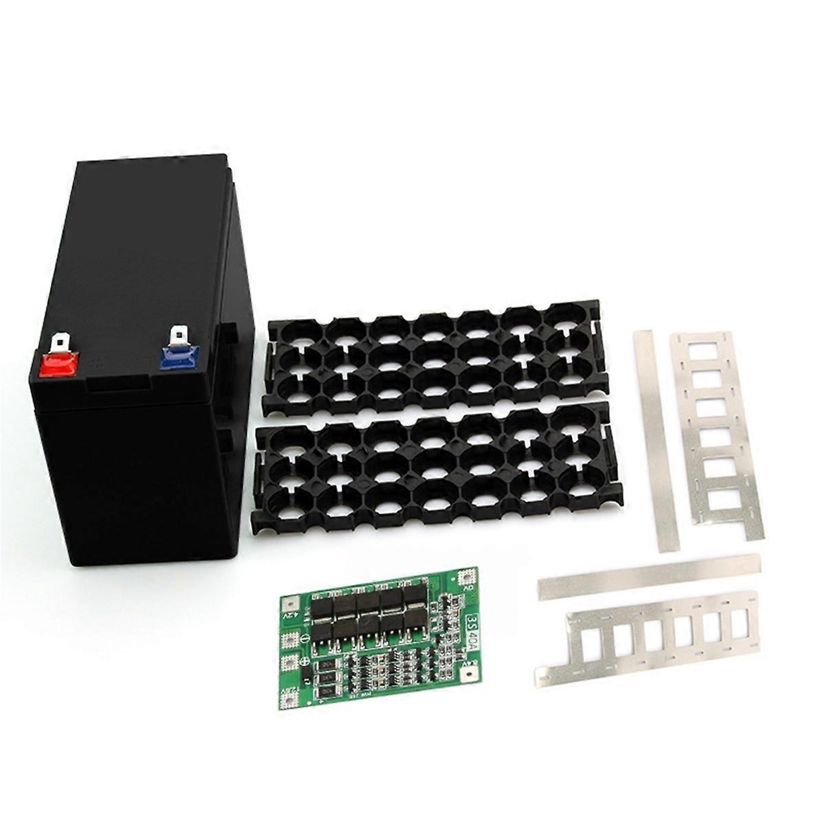 DIY 12V Lithium Battery Storage Box 3x7 18650 Battery Case Black