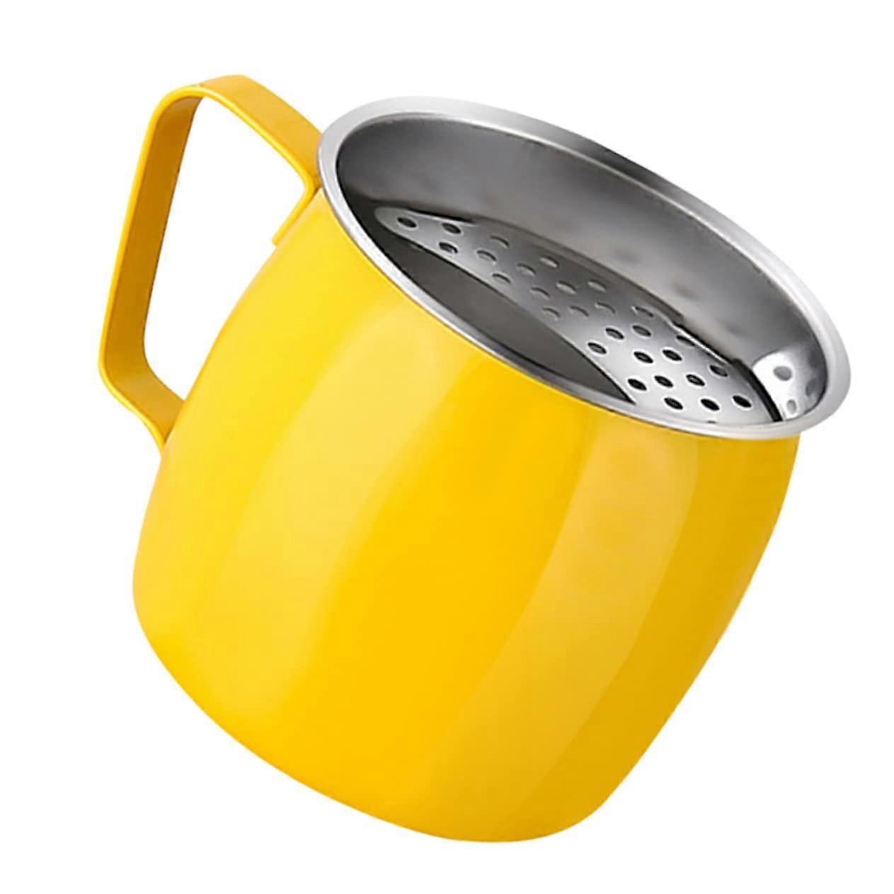 Stainless Steel Tea Cup with Built in Strainer Comfortable Handle Large Capacity for Office and Home