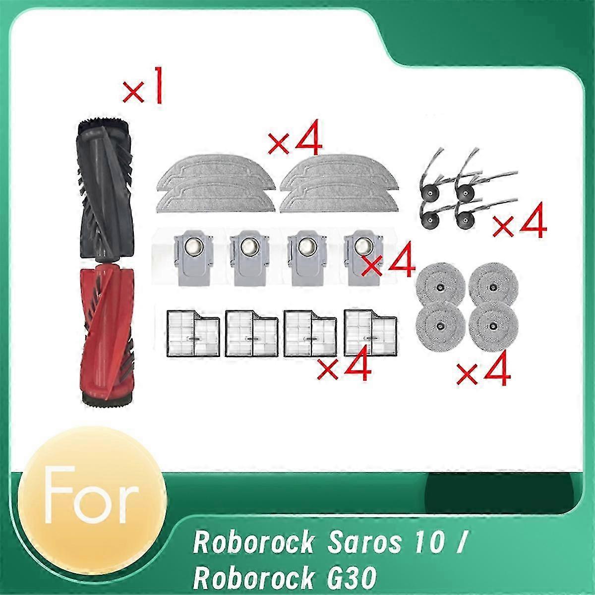 Replacement Parts for Saros 10/G30 Self Emptying Robot Vacuum Roller Side Brush HEPA Filter Mop Pad Dust Bag
