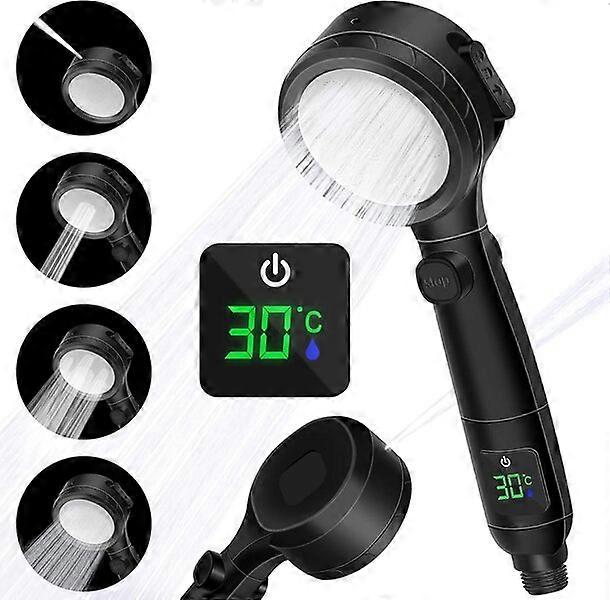 Water-saving shower head, with temperature display, compatible with standard hoses