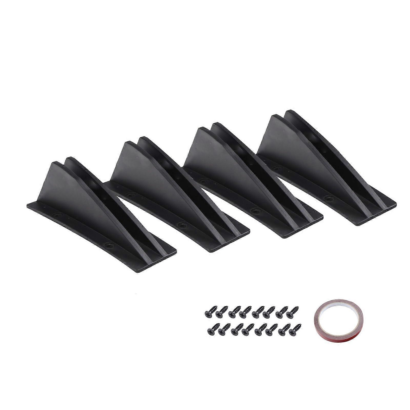 4Pcs Car Rear Bumper Guard Diffuser Splitter Black Lip Protector Compatible with Most Vehicles Auto Spoiler Wing Set
