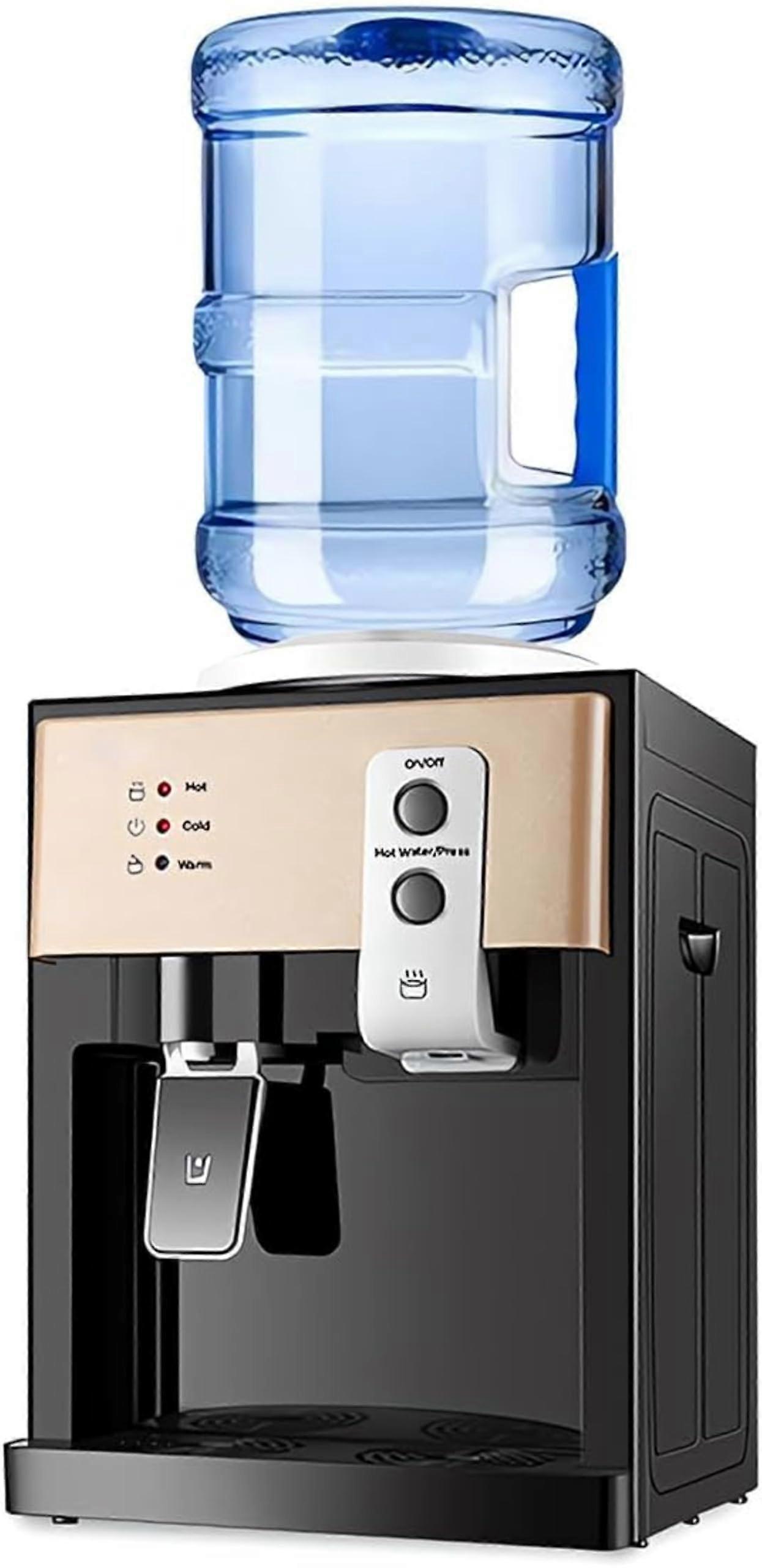 Water Dispenser With Hot And Cold Water, Compact Countertop Cooler, Mains Fed, 18.9L Bottle Compatible, Champagne Gold