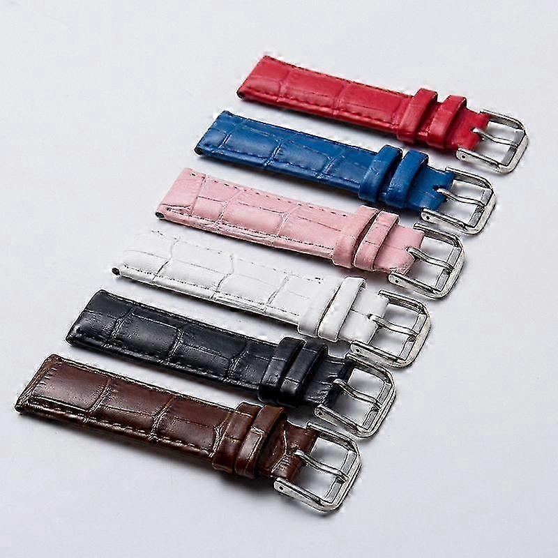 Leather Watch Strap with Pin Buckle - Cowhide Band for Men & Women (Includes Tools)