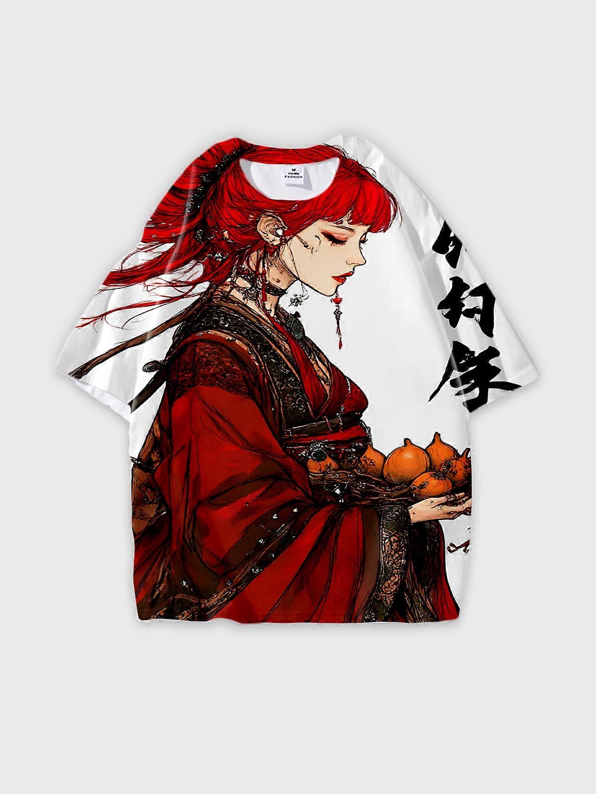 T-Shirt Short Sleeve Round Neck, Summer Casual Loose Graphic Tee, Unisex Pattern V2602