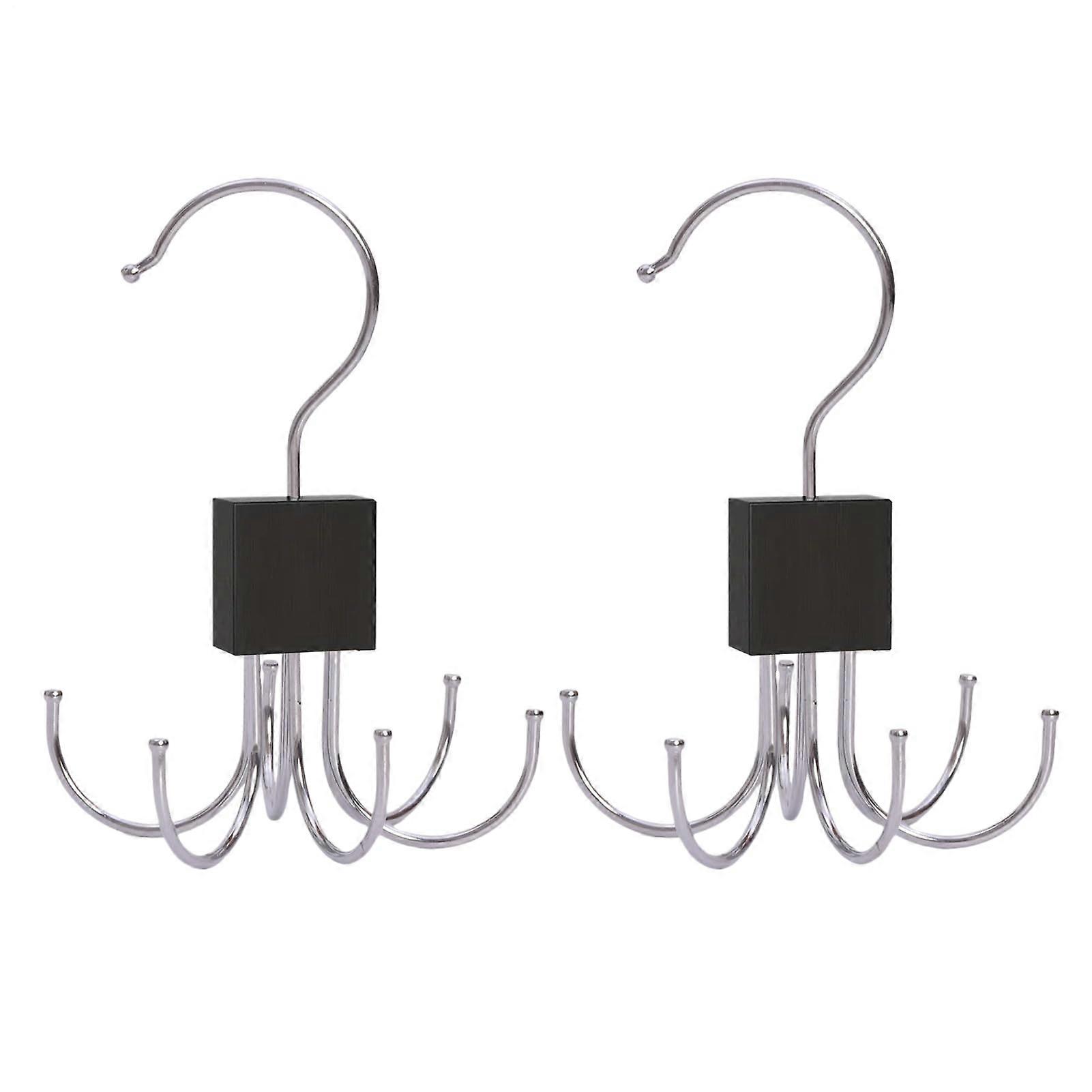 Belt Hook for Wardrobe 2Piece Set 360 Degree Rotating Metal Organizer Black For Hats Bags Pants Home Closet