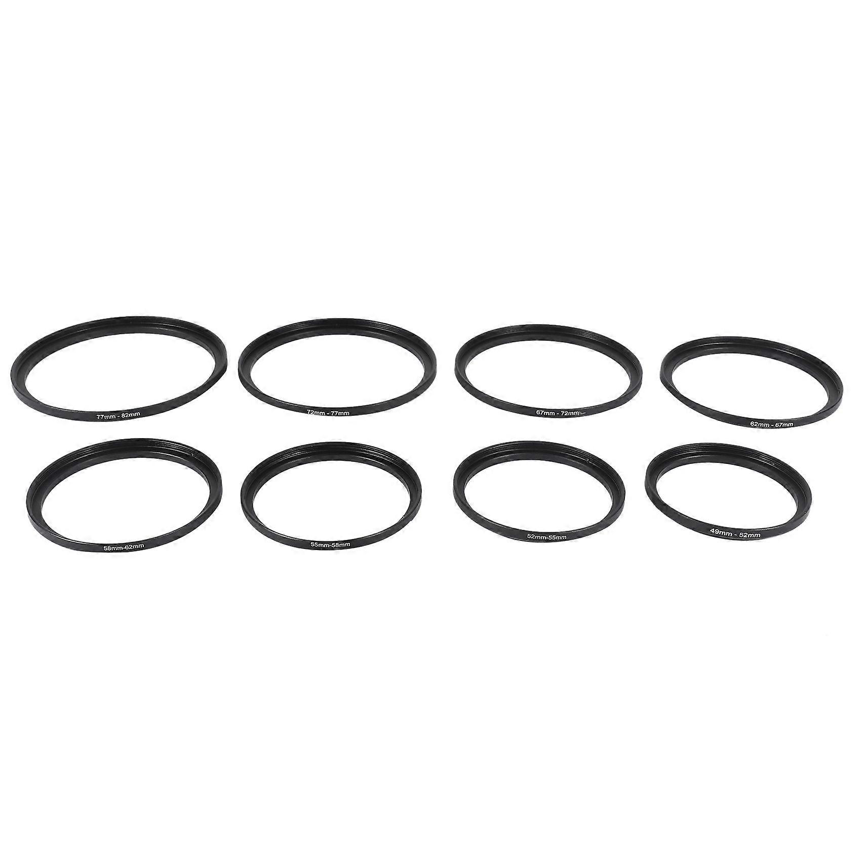 8 Pieces Step-Up Adapter Ring Set,Includes 49-52mm, 52-55mm, 55-58mm, 58-62mm, 62-67mm, 67-72mm, 72