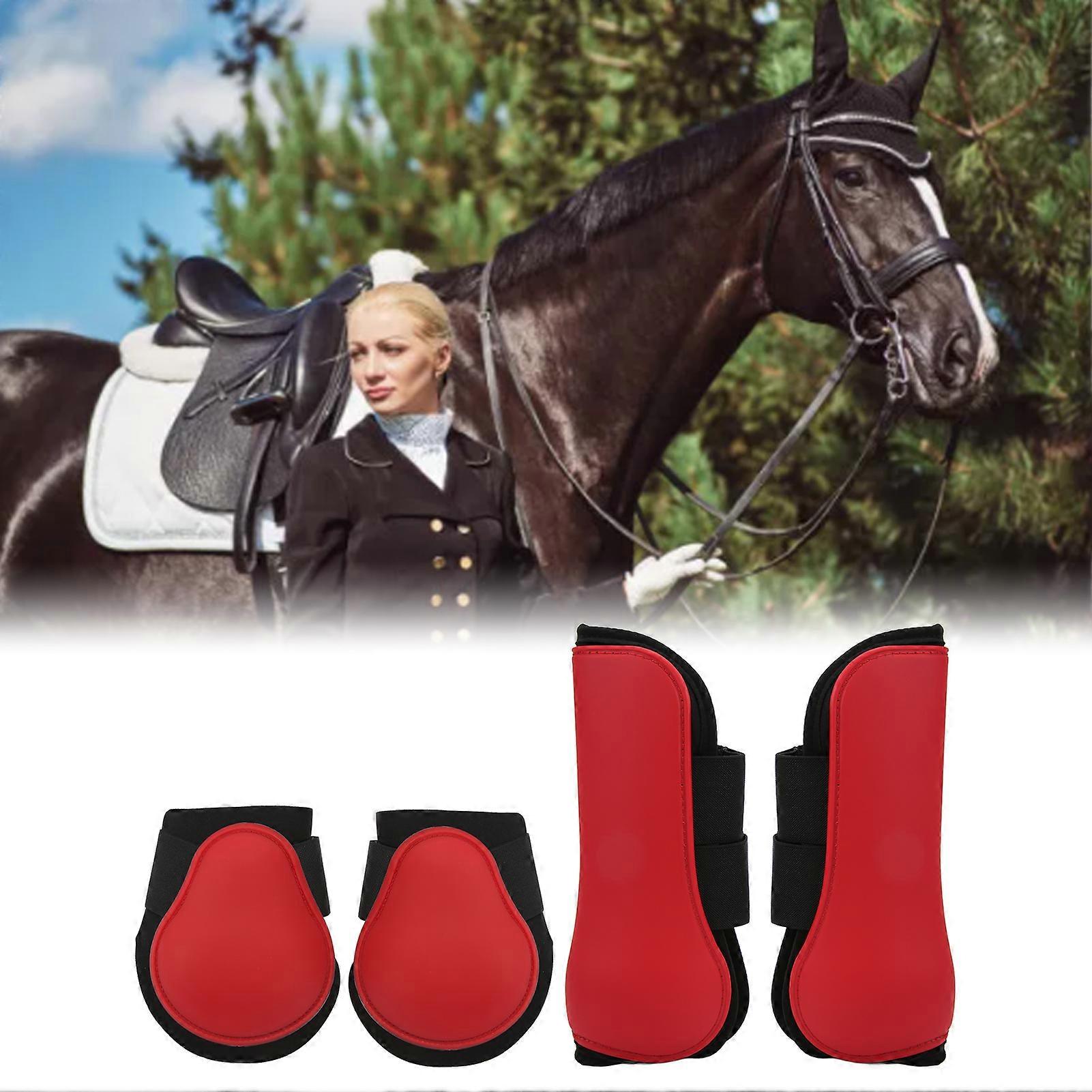 4szt Czerwony koń Przednie i tylne nogi PU Shell Tendon Boots M