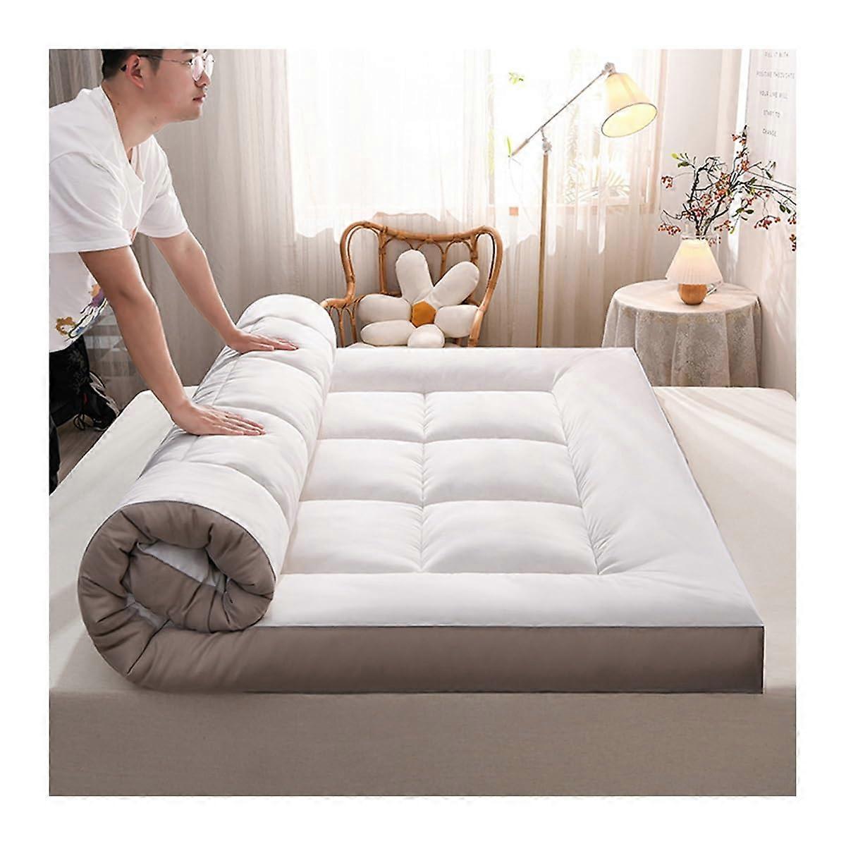 Soybean Fiber Mattress Topper Queen Size King Size Extra Thick Pillow Breathable Foldable 150x200cm Gray