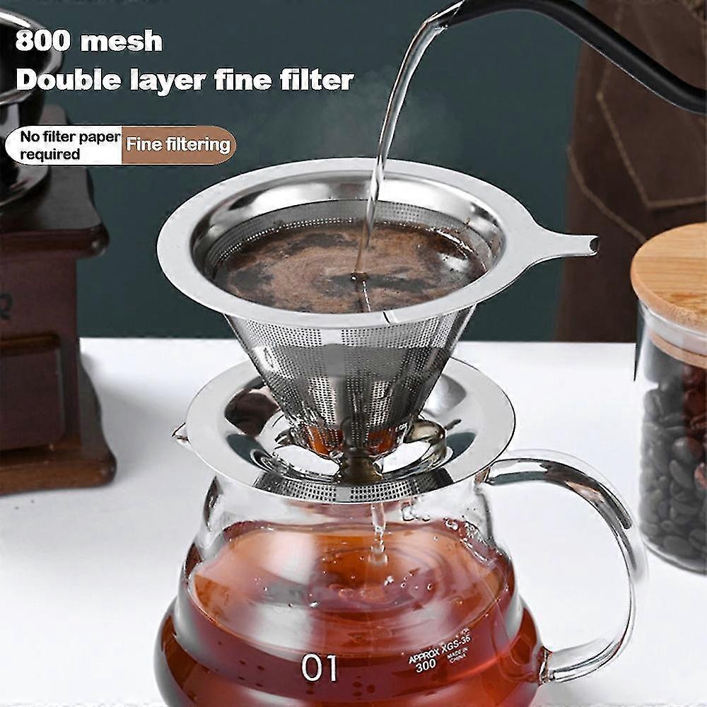 Reusable Double Layer 304 Stainless Steel Coffee Filter Holder Pour Over Coffees Dripper Mesh Coffee 2025