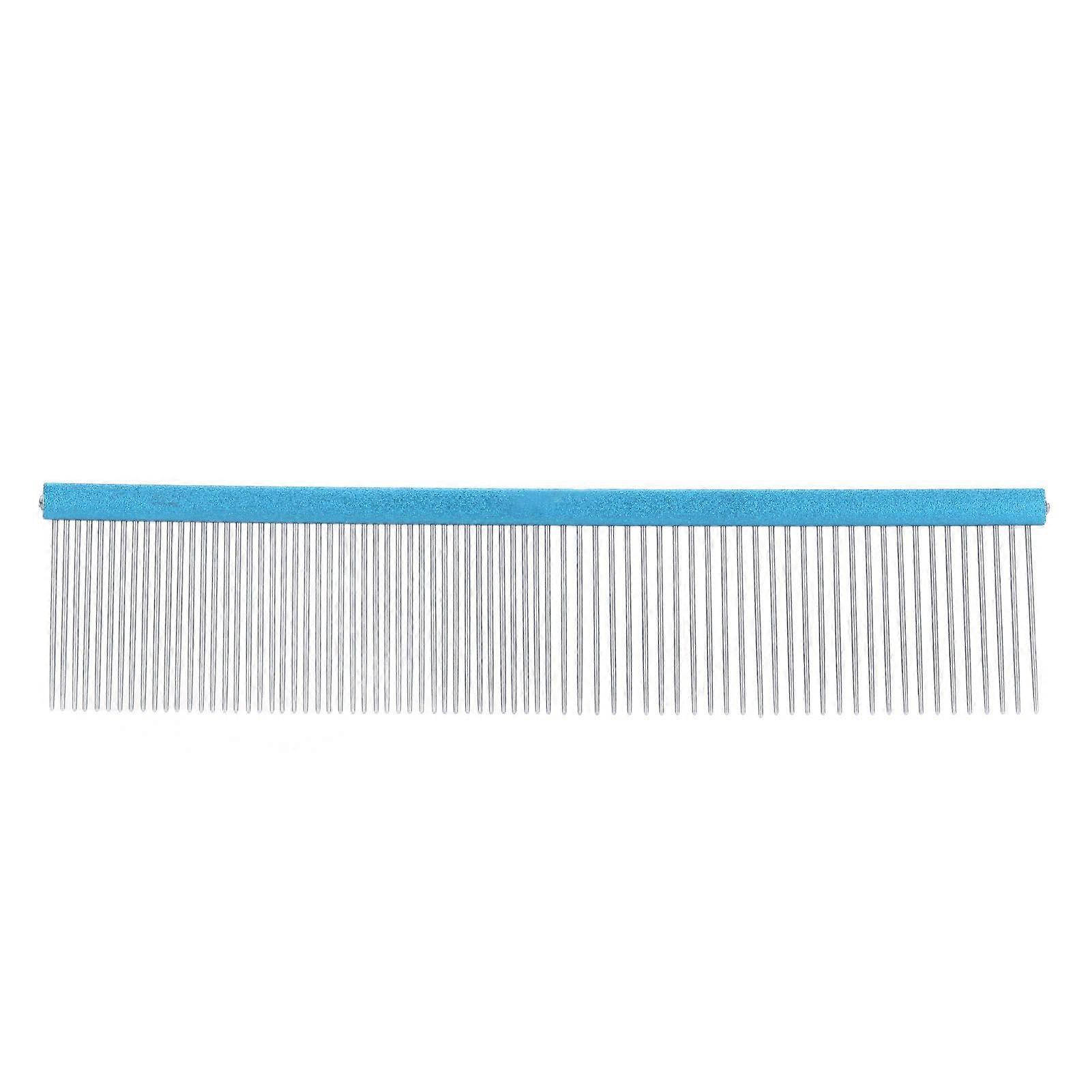 Pet Steel Comb 2 Different Densities Prevents Static Dog Grooming Comb with Rounded Ends for Long and Short Haired Breeds Blue 22cm/8.7in
