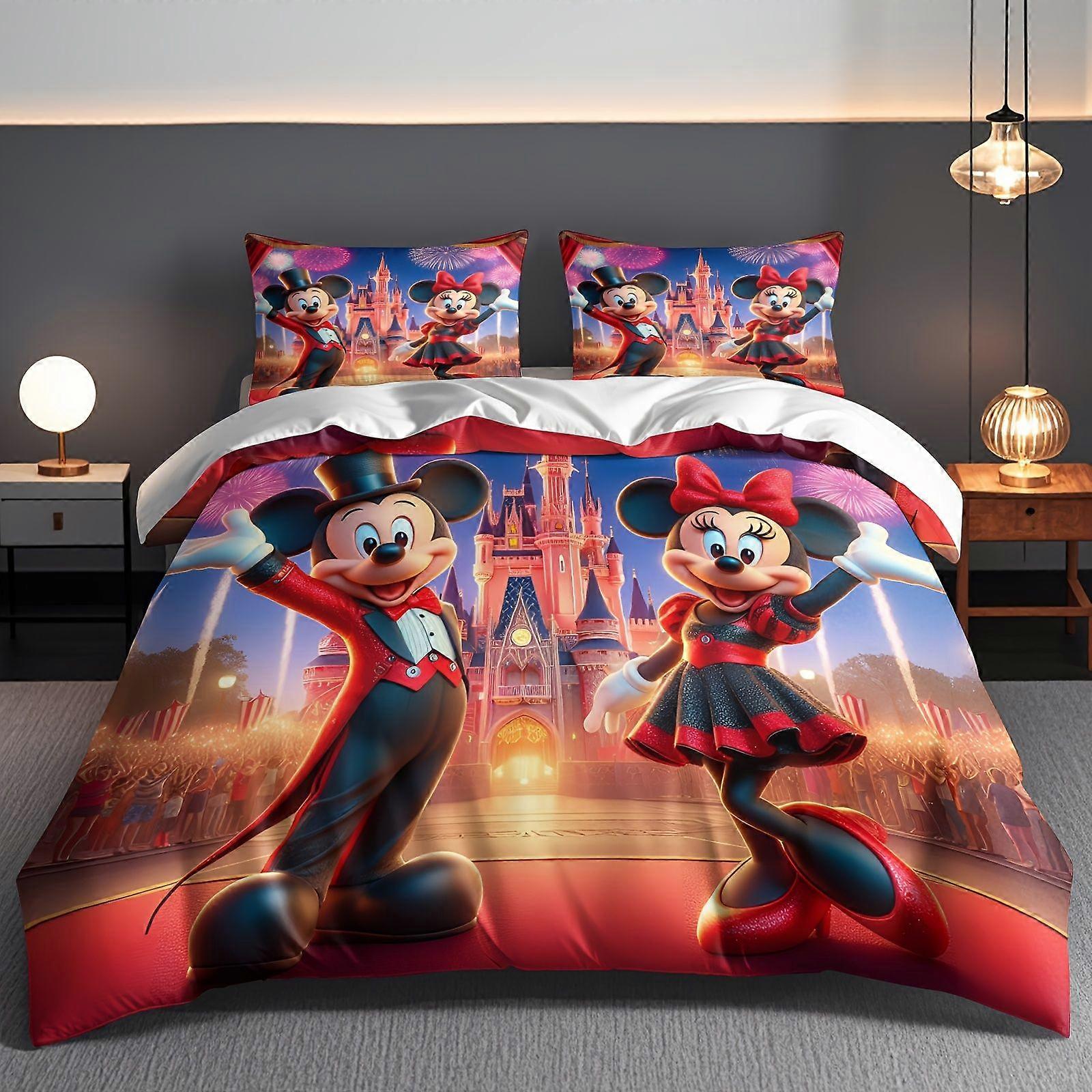 TE1034 3pcs Mickey Mouse Cartoon Patterned bedding sets, quilt covers and pillowcases Student dormitory and travel goods Lightweight and