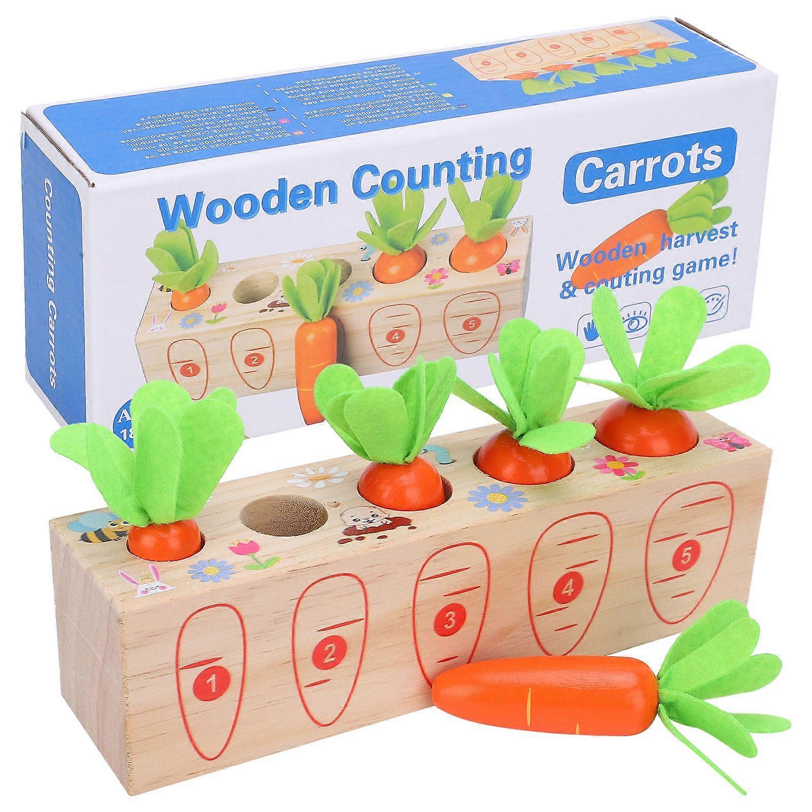 Wooden Pull Carrot Game Number Fine Motor Skill Toy Matching Cognitive EarlyLearning Gift