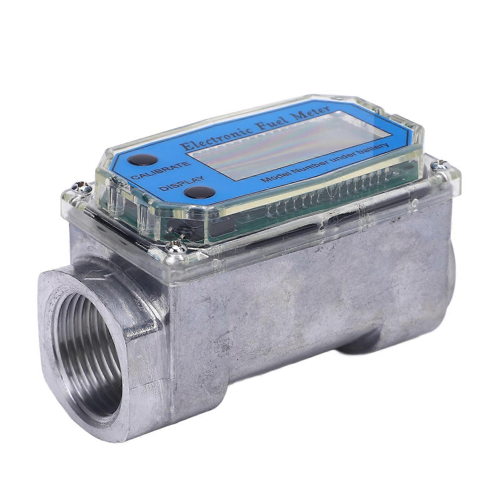 Digital Turbine Fuel Flow Meter High Accuracy Metal Multifunctional Multiple Unit Flowmeter for Water Gas Oil Gasoline 32mm / 1.3in: Minimum Flow 10L/