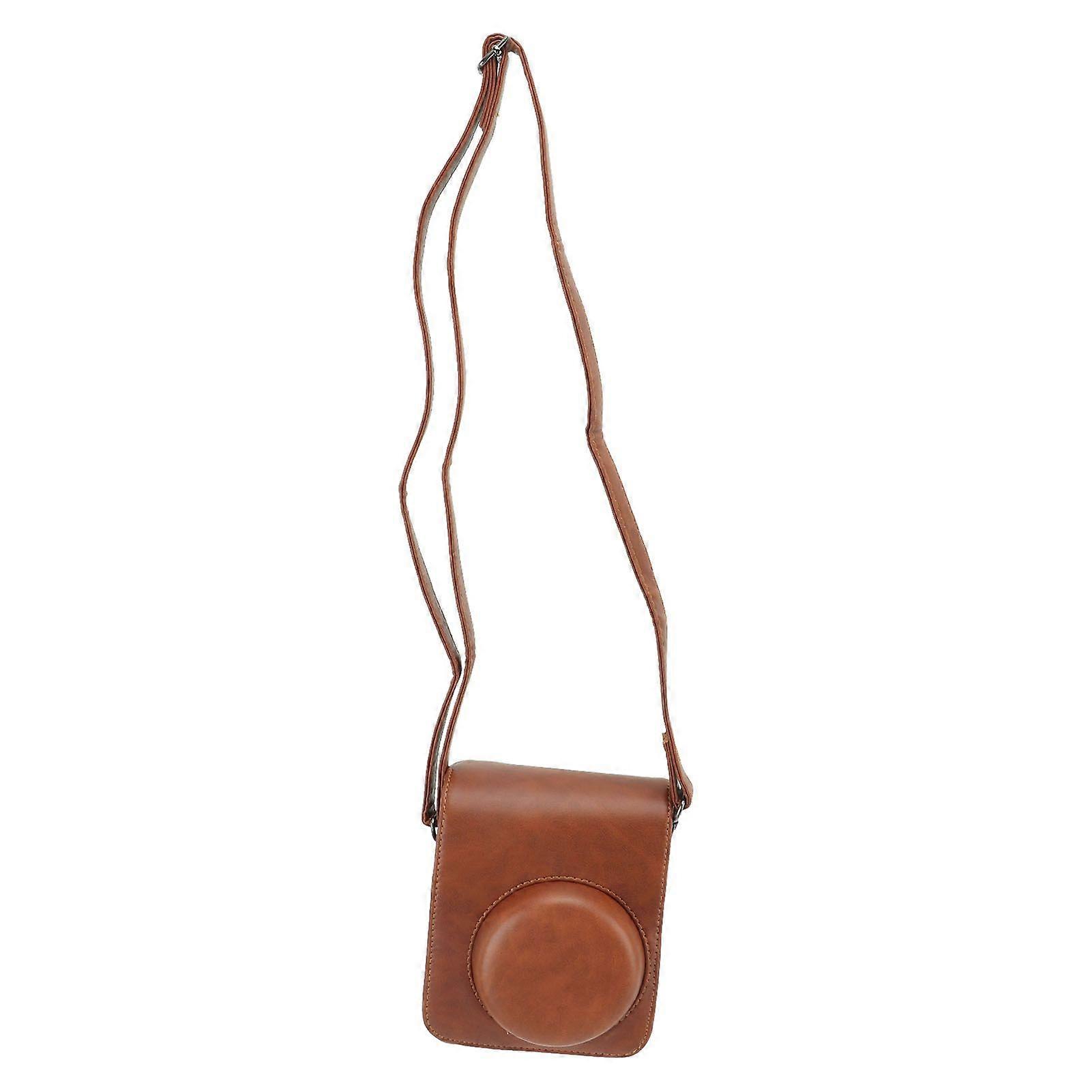 protective camera case for mini 40 pu leather mini instant camera bag with adjustable shoulder strap for photography brown