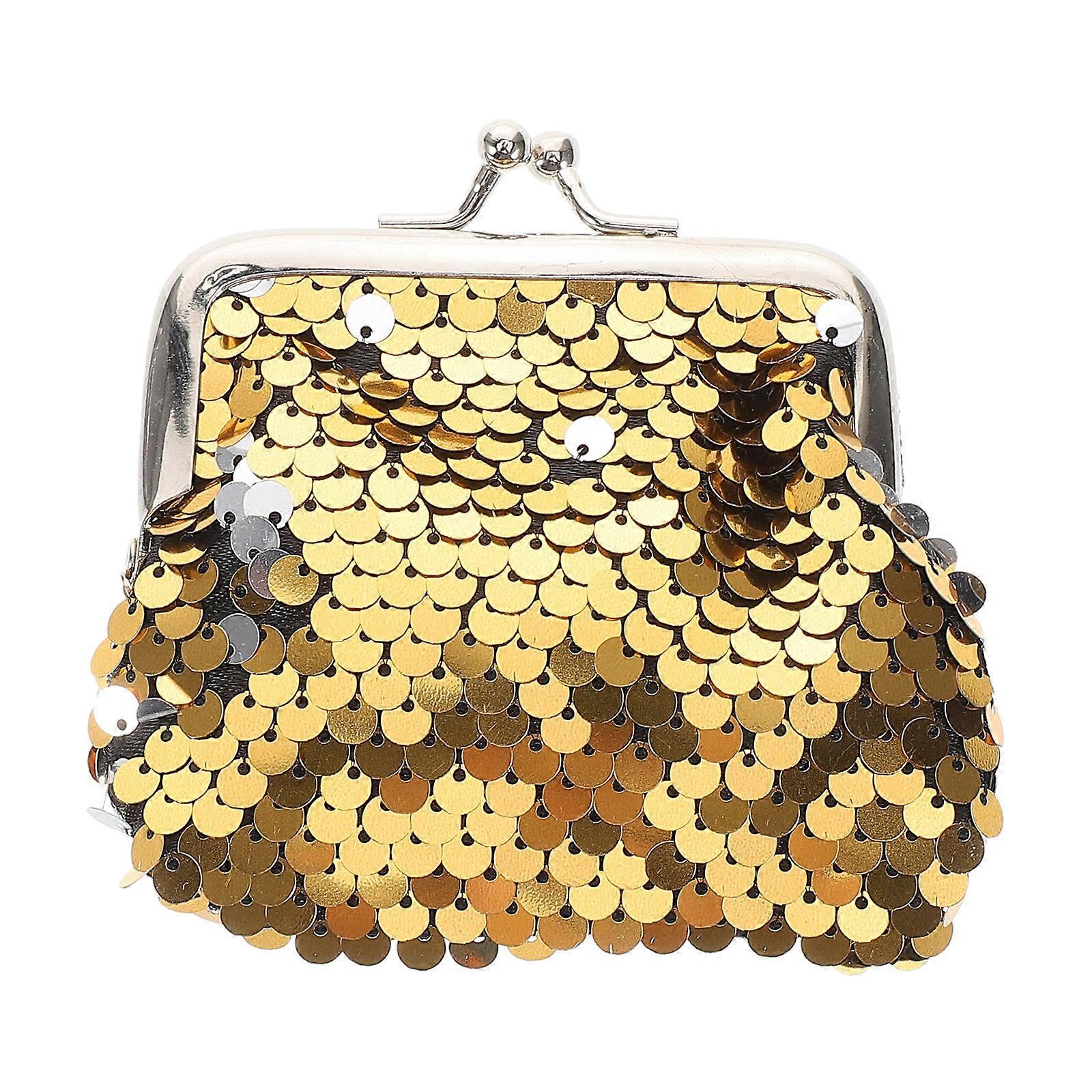Golden Sequin Coin Purse for Party Reversible Mini Doll Wallet Bag