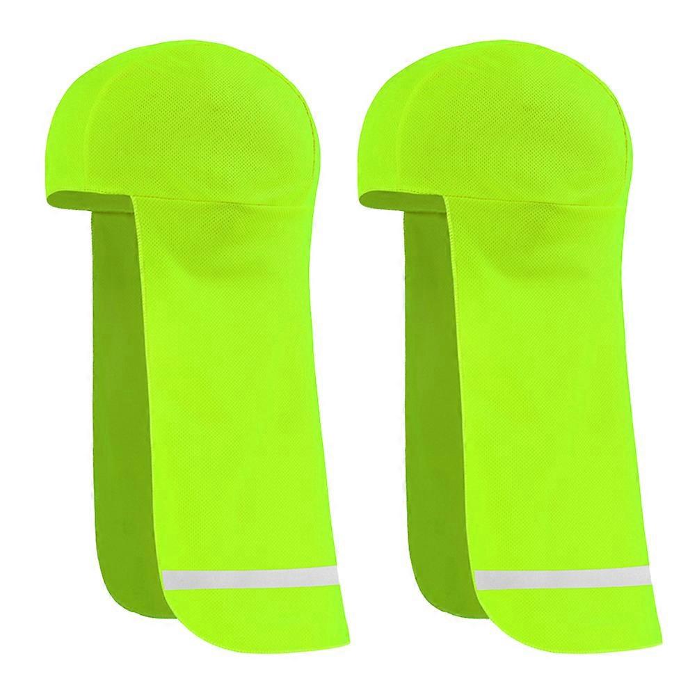 Light Green Reflective Skull Caps for Cooling with Neck Protection 2Pcs Elastic Hats