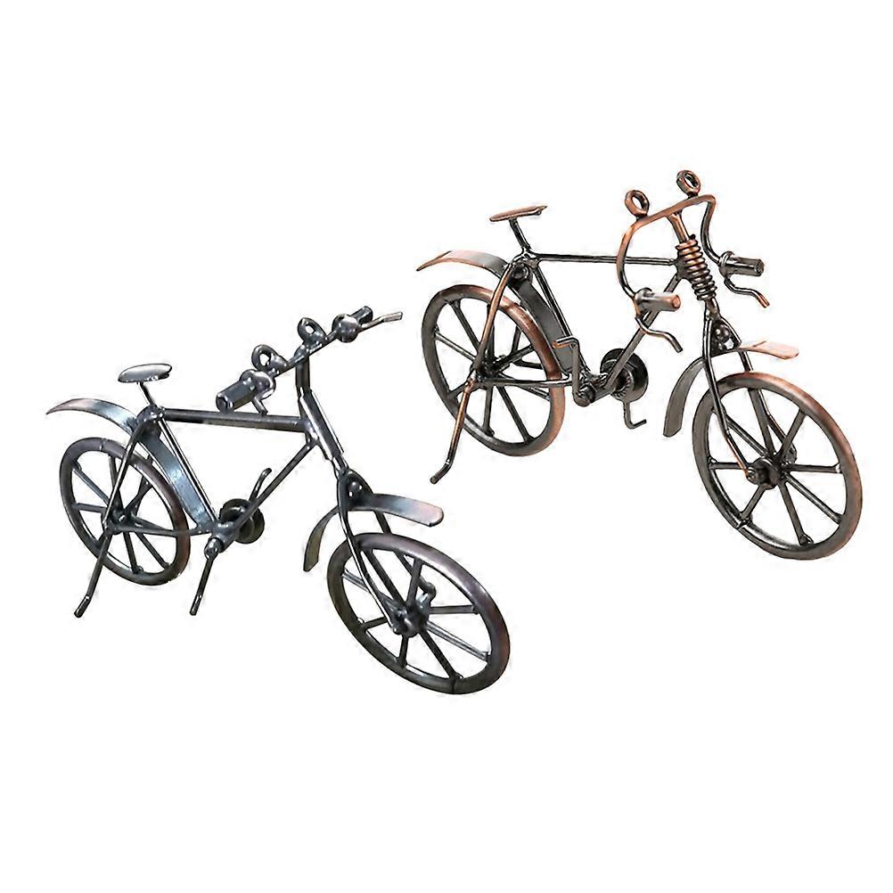 Iron Bike Model Creative Desktop Ornaments for Decorating 2Pcs