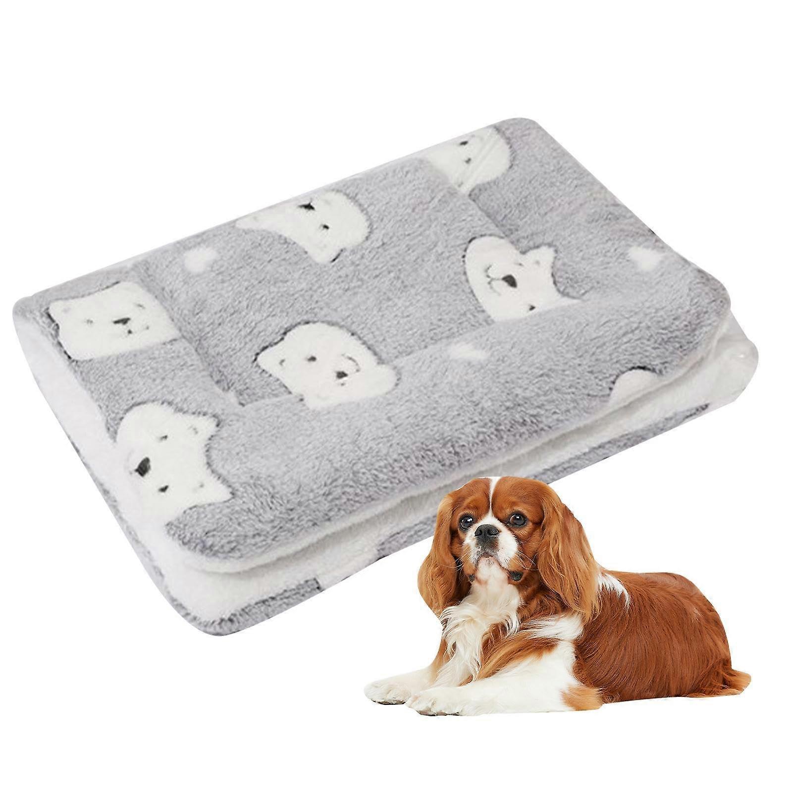 Pet Blanket Sleep Mat For Dogs And Cats, Soft Cushion, Calming Blanket For Small Animals, Size M Gray Bear Head