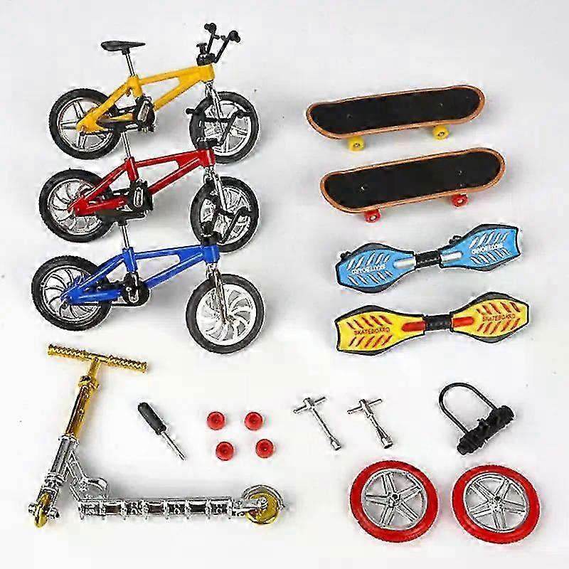 Mini Finger Skateboards Skate Ramp Parts Set Finger Bike Bicycle Skateboard Toys Fidget Roller For Adult Kids Stress Relief Toys