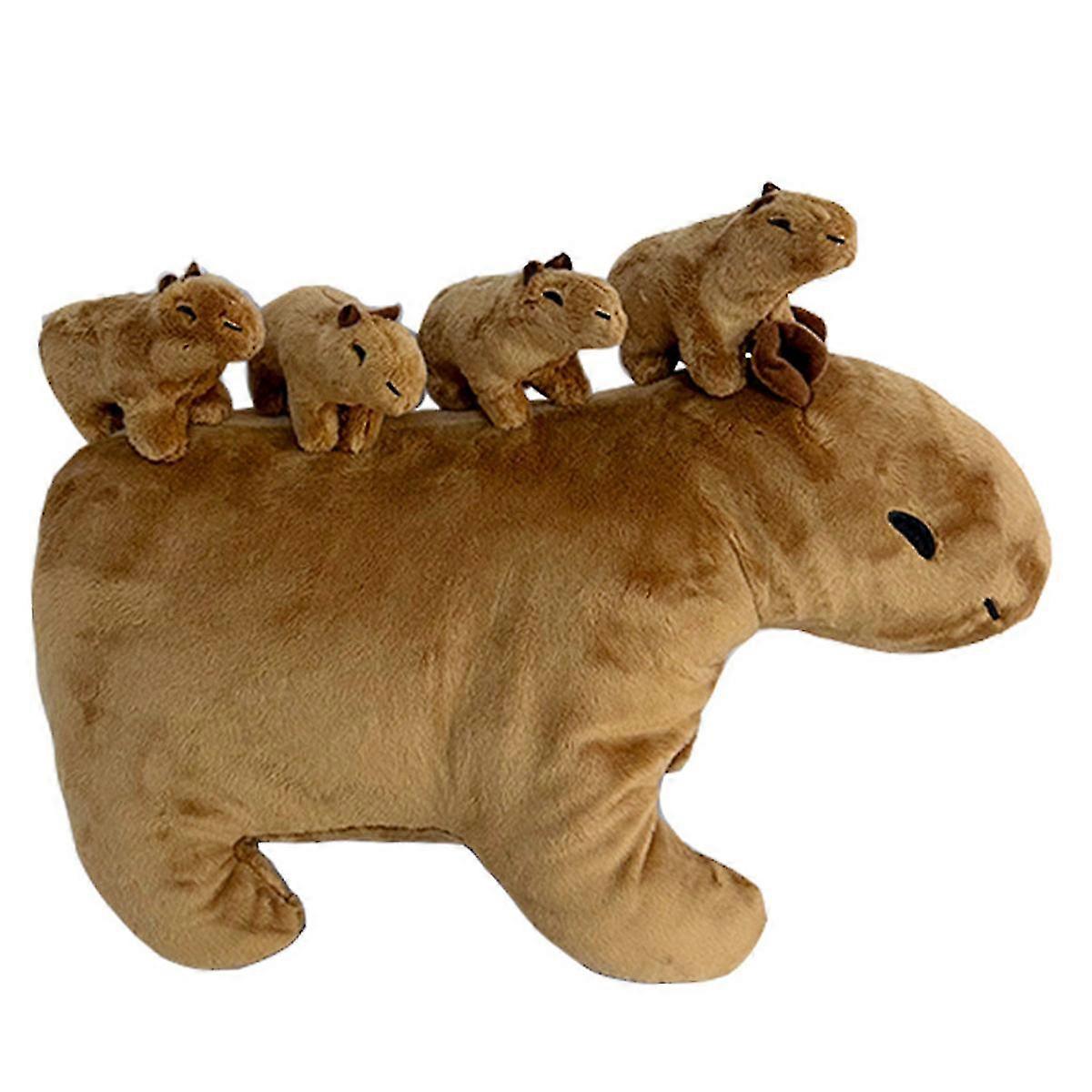 Capybara plush, 1 large and 4 small combination, brown PP cotton animal doll set