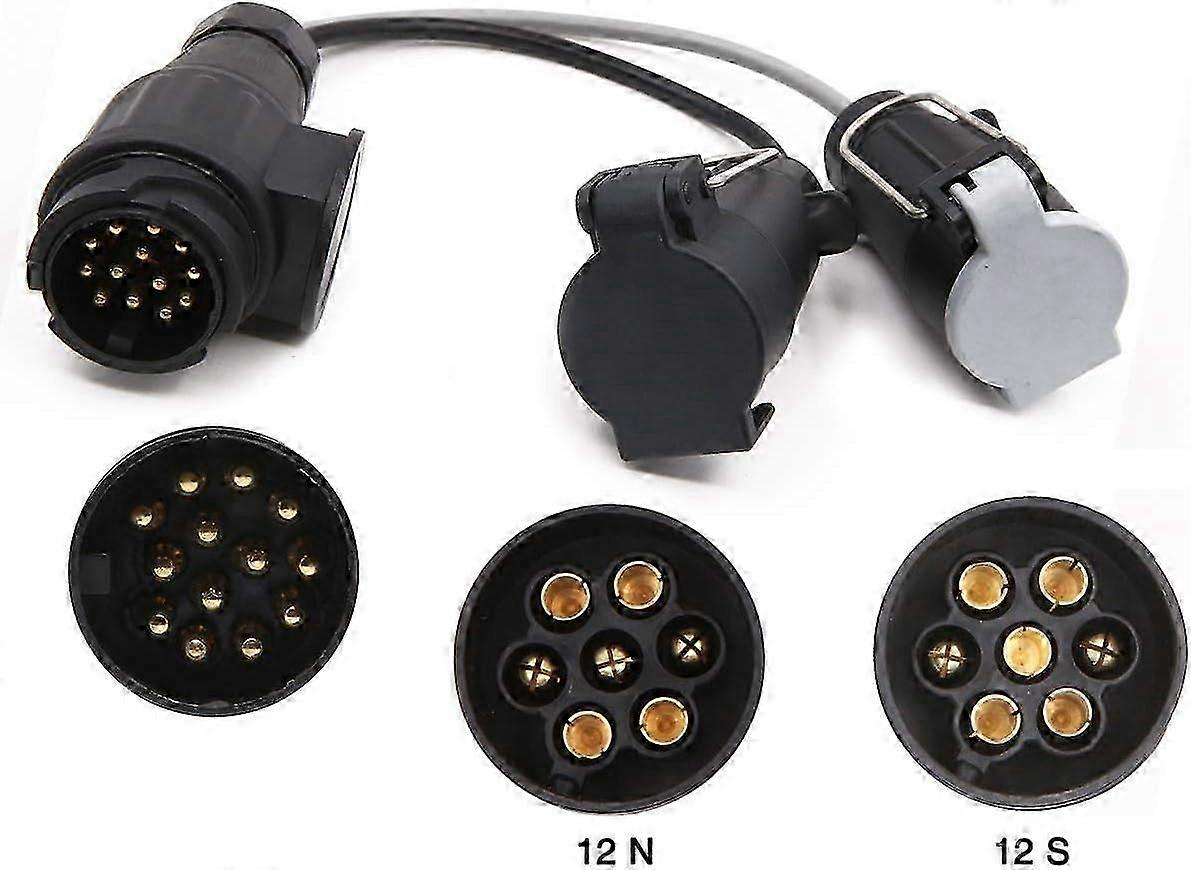 13-Pin Caravan Trailer Towbar Plug Adapter To 7-Pin 12N And 12S