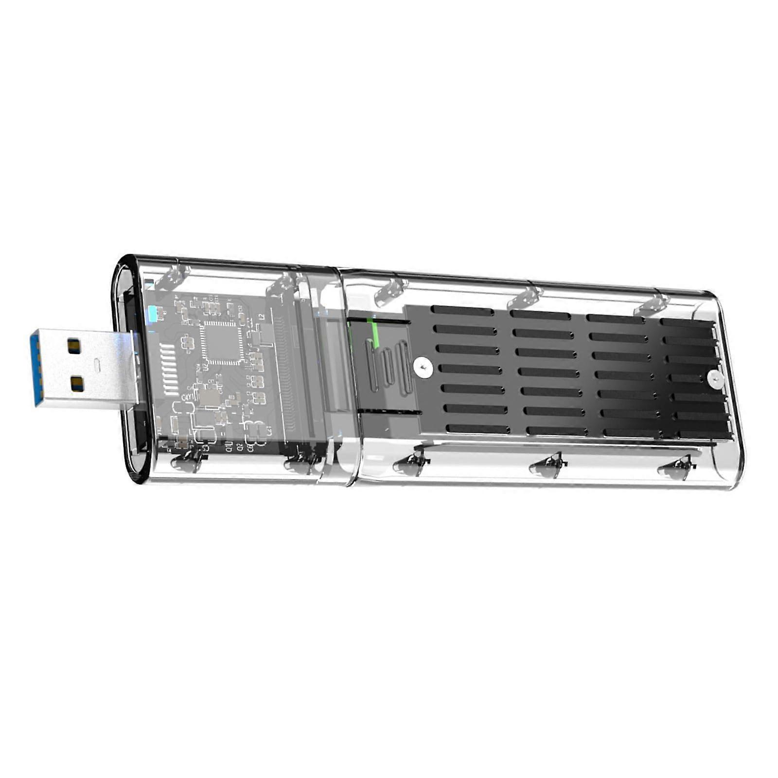 USB3.0 Gen1 Solid Disk Enclosure Case 5Gbps Data Transfer, Transparent Housing, Black Back, 2.5Inch SATA SSD/HDD