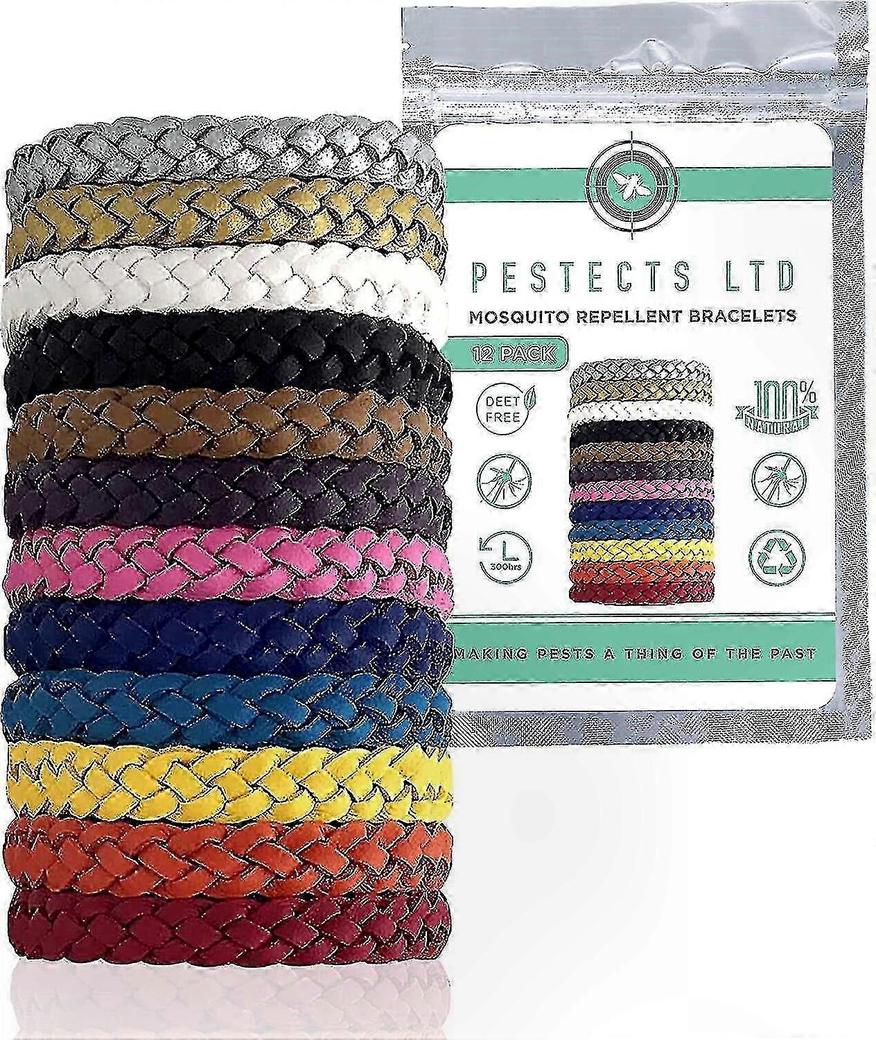 Adjustable Leather Straps for Insect Repellent Bands Natural Deet-Free Option 1/12 Pack Customizable Fit