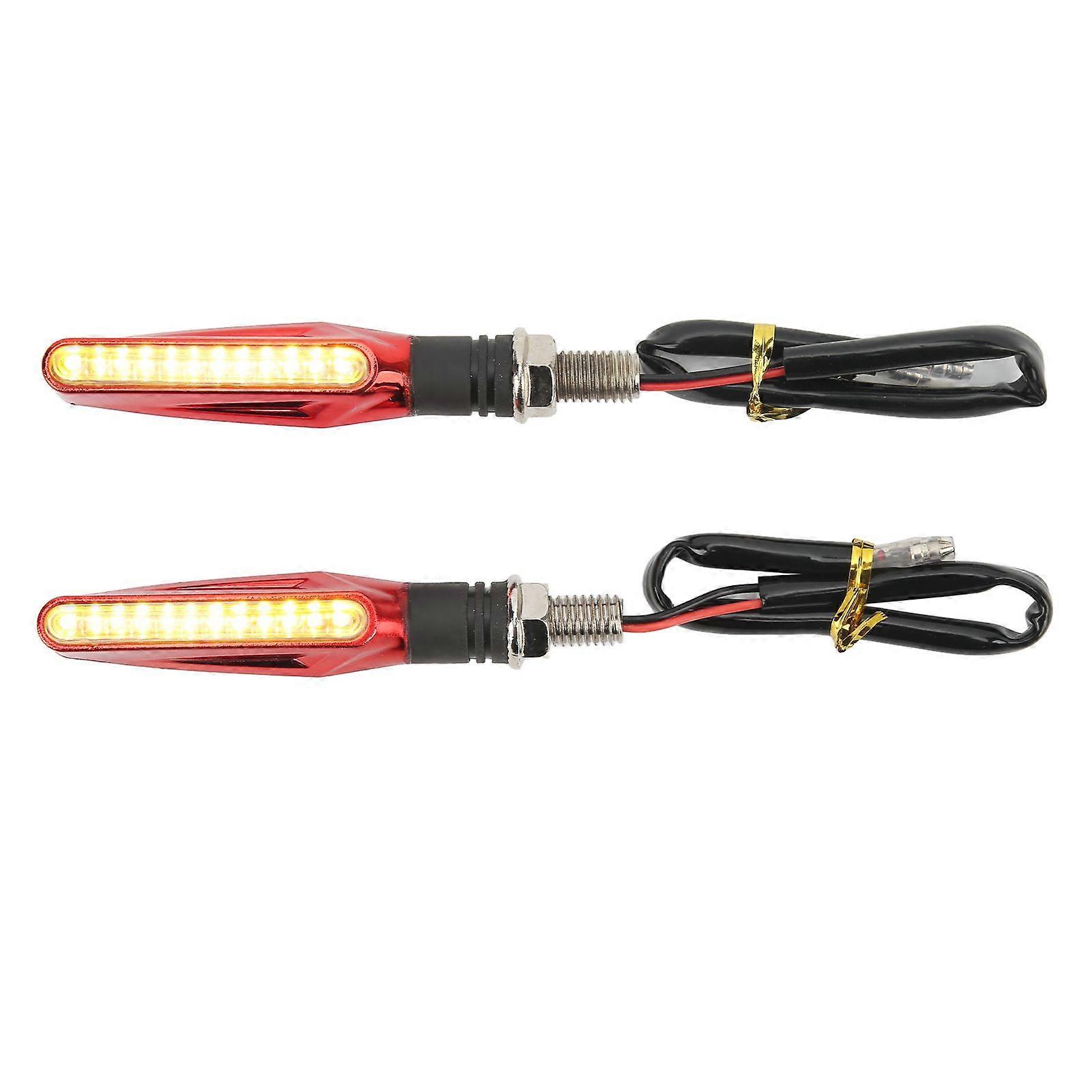 1 Pair 12V Motorcycle Turn Signal Lights LED Indicator Lamp for Sport Street Bike Off Road Chopper Red