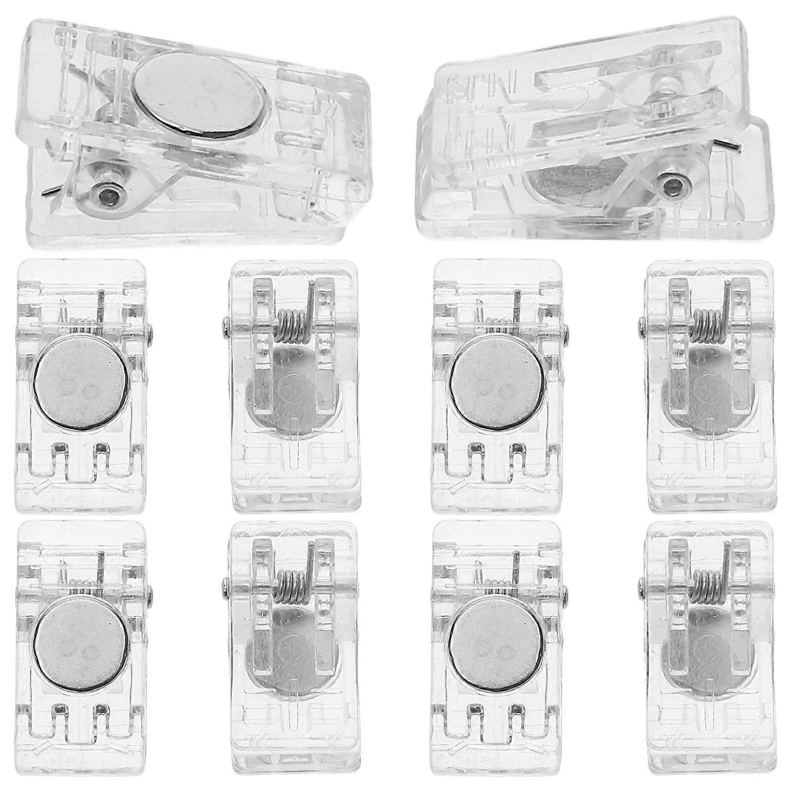 Spring Clip Magnetic Badge Clips Transparent for Id Cards 40Pcs