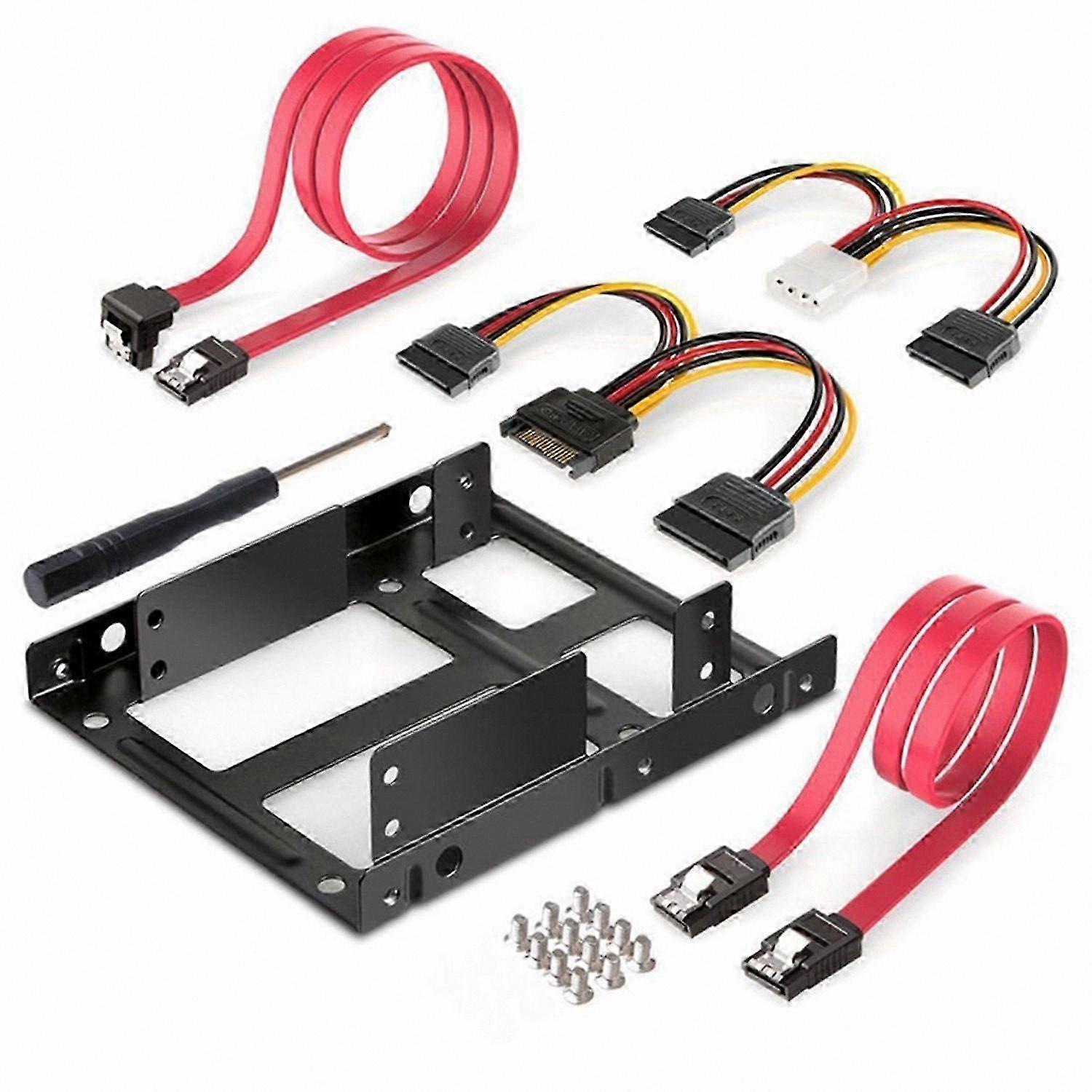 External HDD SSD Mounting Bracket Adapter Kit, 2.5 to 3.5 Inch, Metal Hard Drive Enclosure with SATA Data Power Connector
